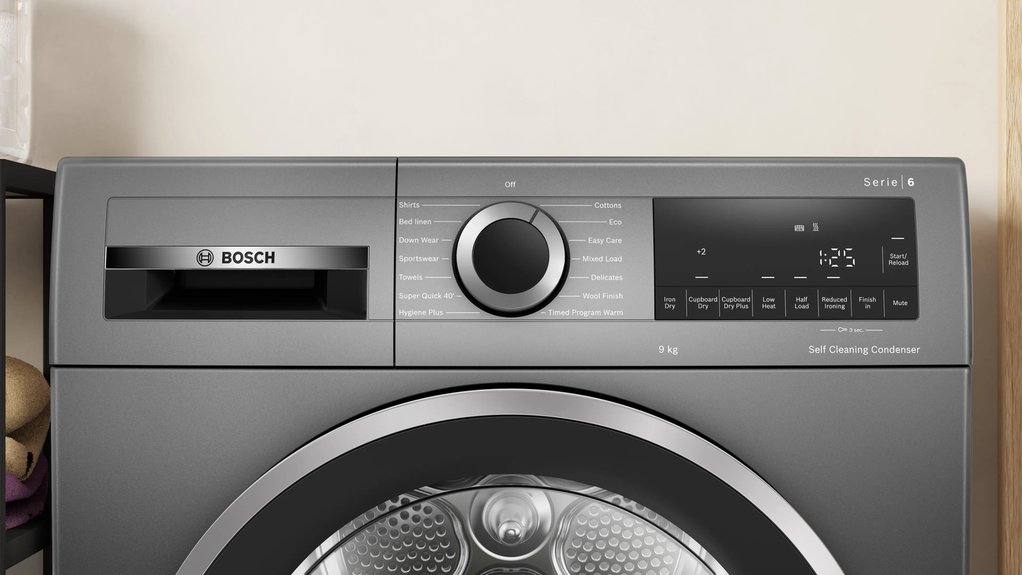 Bosch Series 6 WQG245R2GB 9kg Freestanding Heat Pump Tumble Dryer Grey