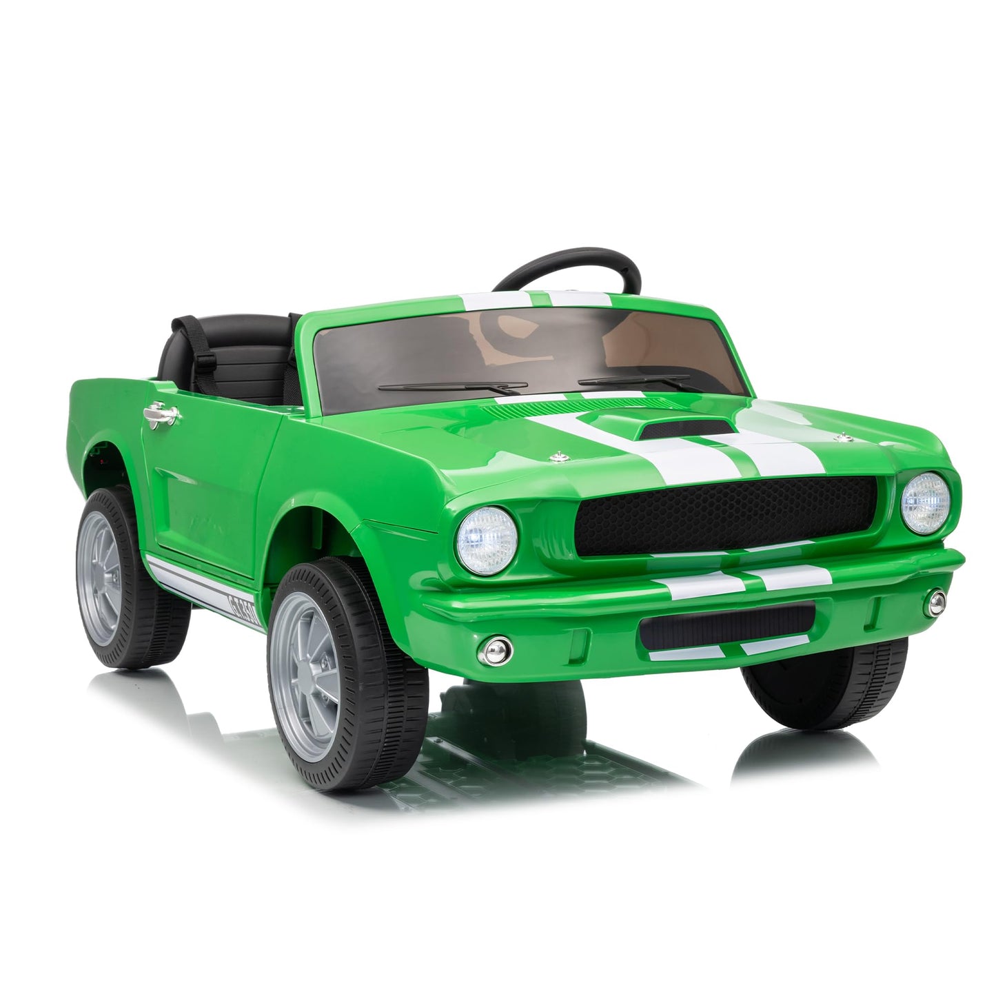 Garvee Ride - P Series: 24V 2-Seater Ride-On Shelby GT350 Electric Car with Remote Control, LED Lights, Safety Belt, 2 Speeds, Rechargeable Battery, Kids Toy Vehicle for Outdoor Fun