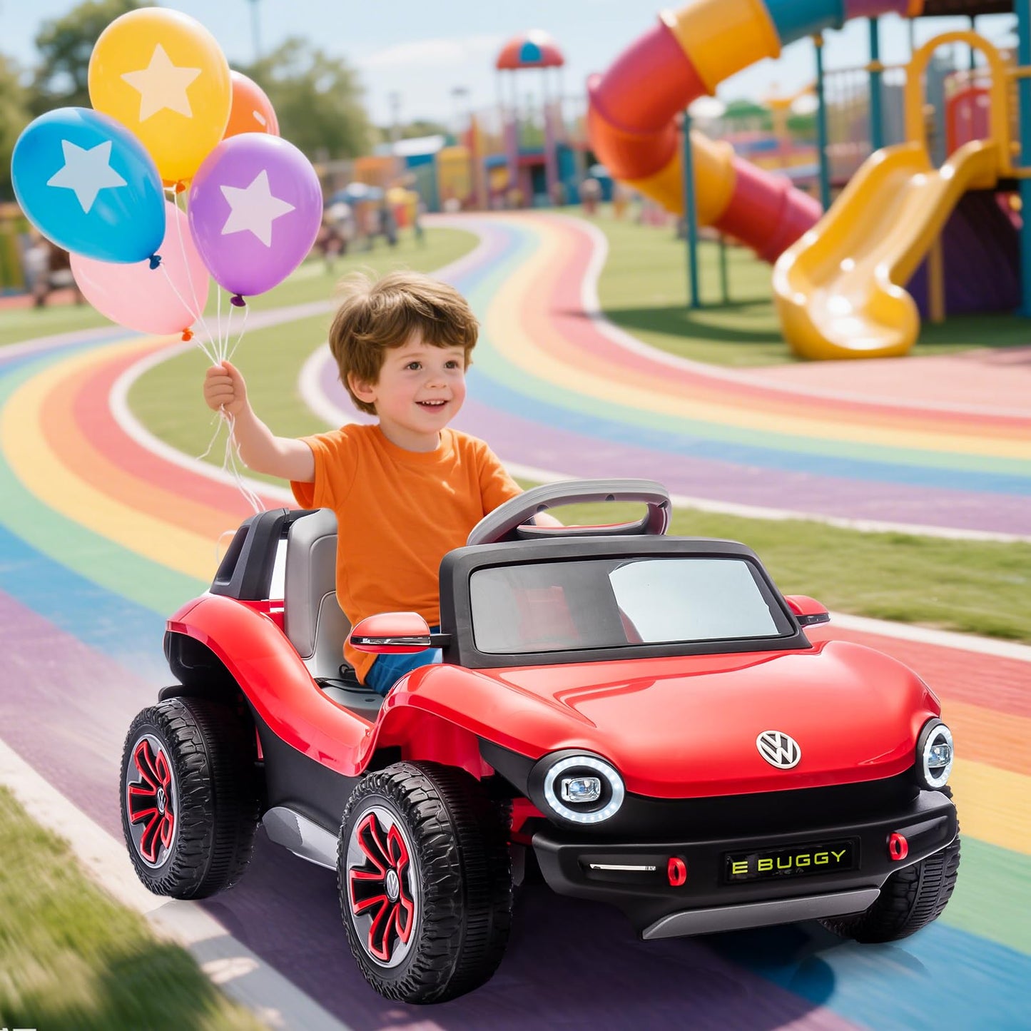 Garvee Ride - P Series: 12V with Remote Control, LED Lights, Bluetooth Audio, ABS Material, Safety Harness, Adjustable Steering, Outdoor Play