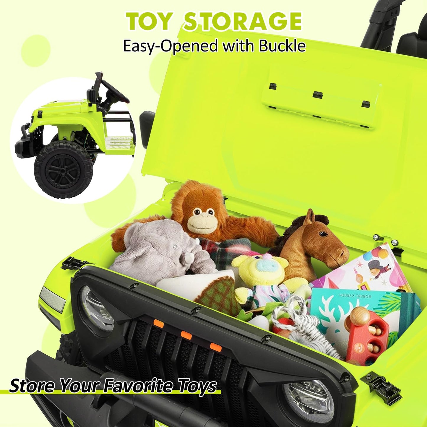 Garvee Ride - P Series: 24V Electric Ride On Car for Kids 4WD 2-Seater Extendable Body Anti-Slip Tires LED Lights Parental Remote Ages 3-8 Outdoor Adventure