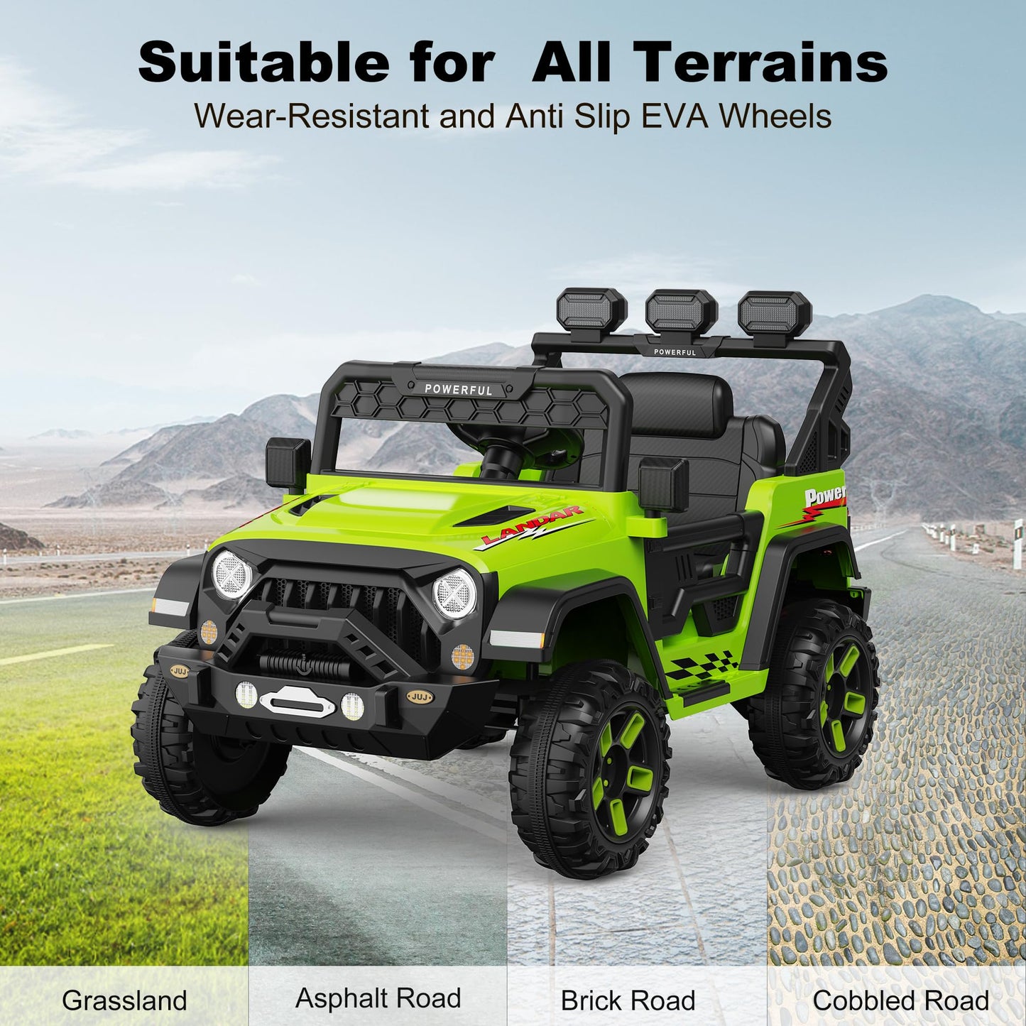 Garvee Ride - P Series: 3-6, Ride on Car with 2.4G Remote Control, 12V Battery Powered Electric Car for kids with 3 Adjustable Speeds, Soft Start, Battery Display, Music (Green)