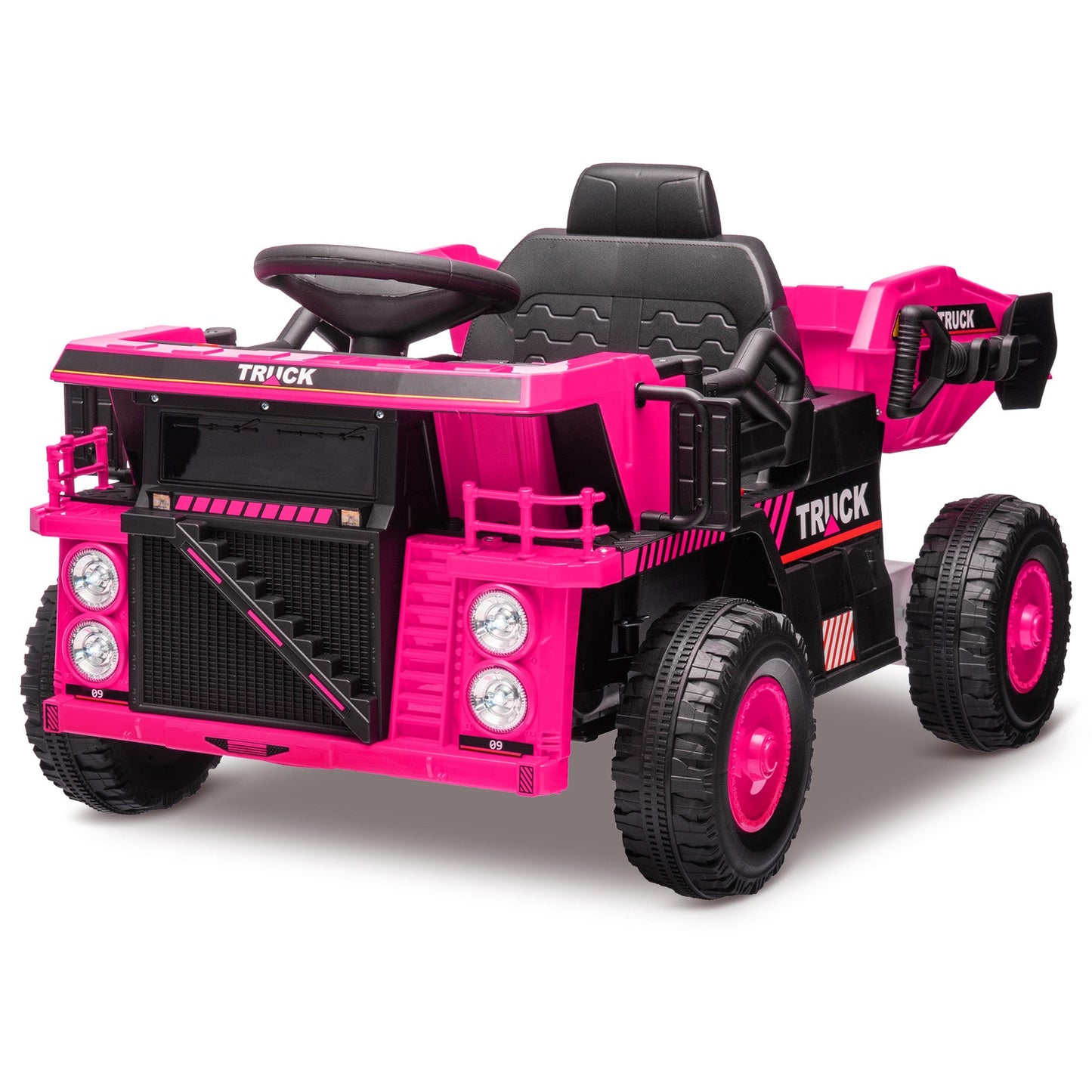 Garvee Ride - P Series: Ride On Dump Truck, Electric Cars for Kids with Remote Control, Dump Bed, Shovel, Music, Led, Wheel Shock Absorption, Ride On Construction Vehicle Four- for Kids 3+(Pink)