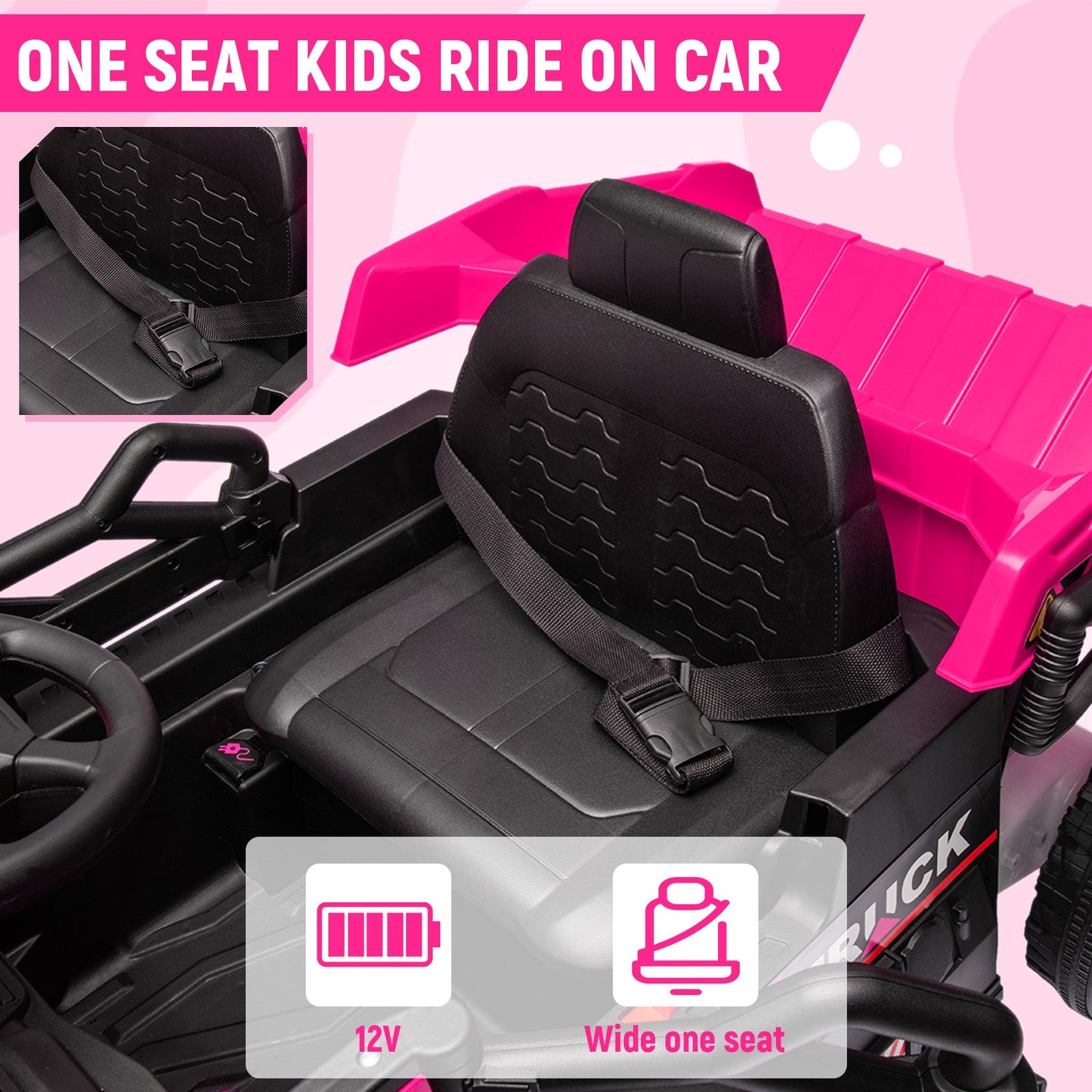 Garvee Ride - P Series: Ride On Dump Truck, Electric Cars for Kids with Remote Control, Dump Bed, Shovel, Music, Led, Wheel Shock Absorption, Ride On Construction Vehicle Four- for Kids 3+(Pink)
