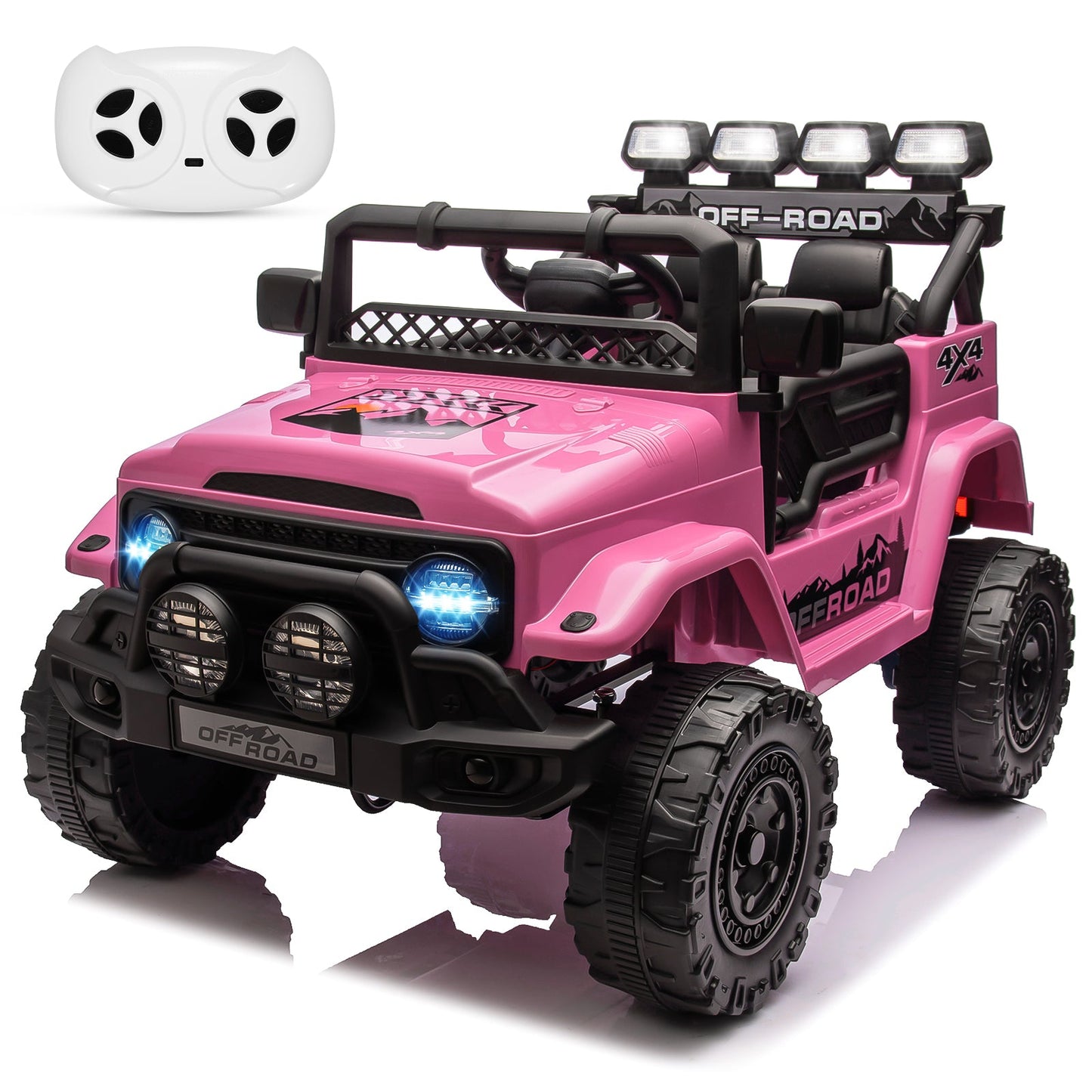 Garvee Ride - P Series: 12VElectric Ride on Truck Car For Kids Age 3+, Remote Control, Twin 25W Motors 3.1MPH Max Speed, Bluetooth USB Music Player, 4 Wheels Suspension LED Lights Safety Belt, Gift for Boy & Girl - Pink