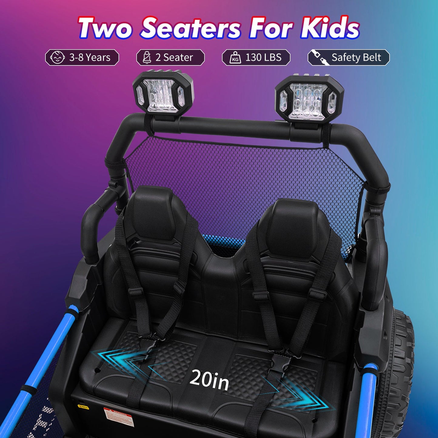 Garvee Ride - P Series: 2 Seater 24V Ride On Car,Electric Vehicle Utv Car for Kids,400W Motors Electric Truck With Remote,4.5MPH Max Speed,Four-Wheel Suspension，Music，Best Gift for Kids,Blue