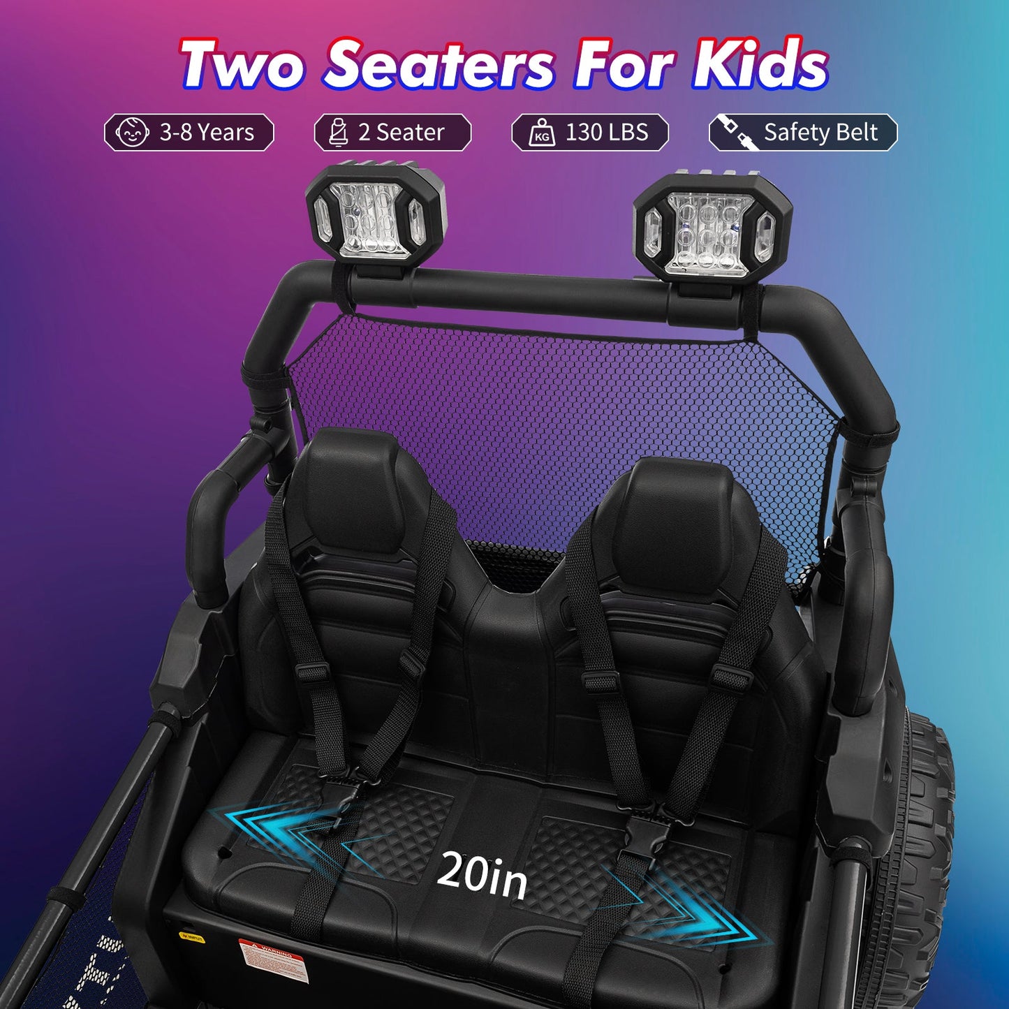 Garvee Ride - P Series: 2 Seater 24V Ride On Car,Electric Vehicle Utv Car for Kids,400W Motors Electric Truck With Remote,4.5MPH Max Speed,Four-Wheel Suspension，Music，Best Gift for Kids,Black