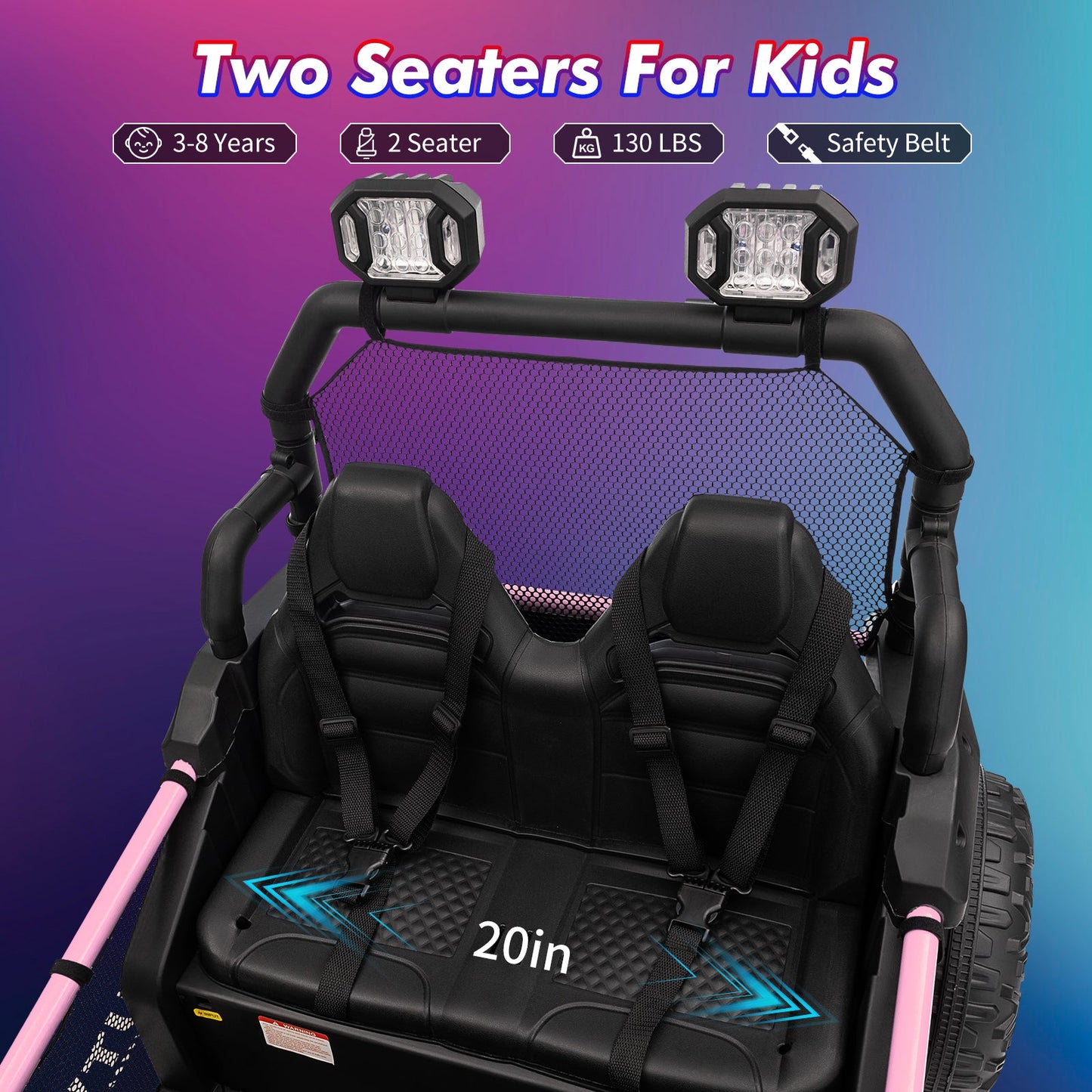 Garvee Ride - P Series: 2 Seater 24V Ride On Car,Electric Vehicle Utv Car for Kids,400W Motors Electric Truck With Remote,4.5MPH Max Speed,Four-Wheel Suspension，Music，Best Gift for Kids,Pink