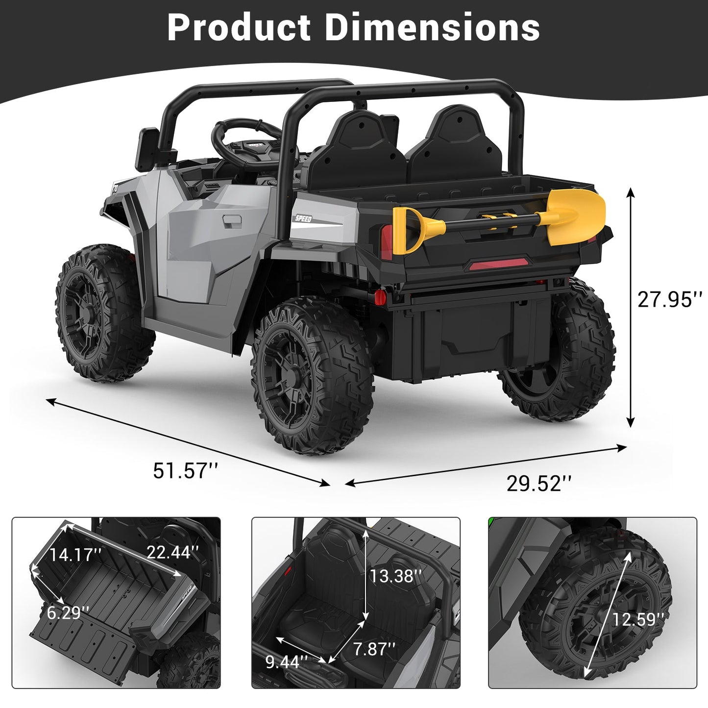 Garvee Ride - P Series: 24V Ride On Dump Truck for Big Kids, 4x4 Electric Car with Remote Control, Shovel, Bluetooth & Music, 24v Ride On Toys, Truck Car, Kids Electric Ride
