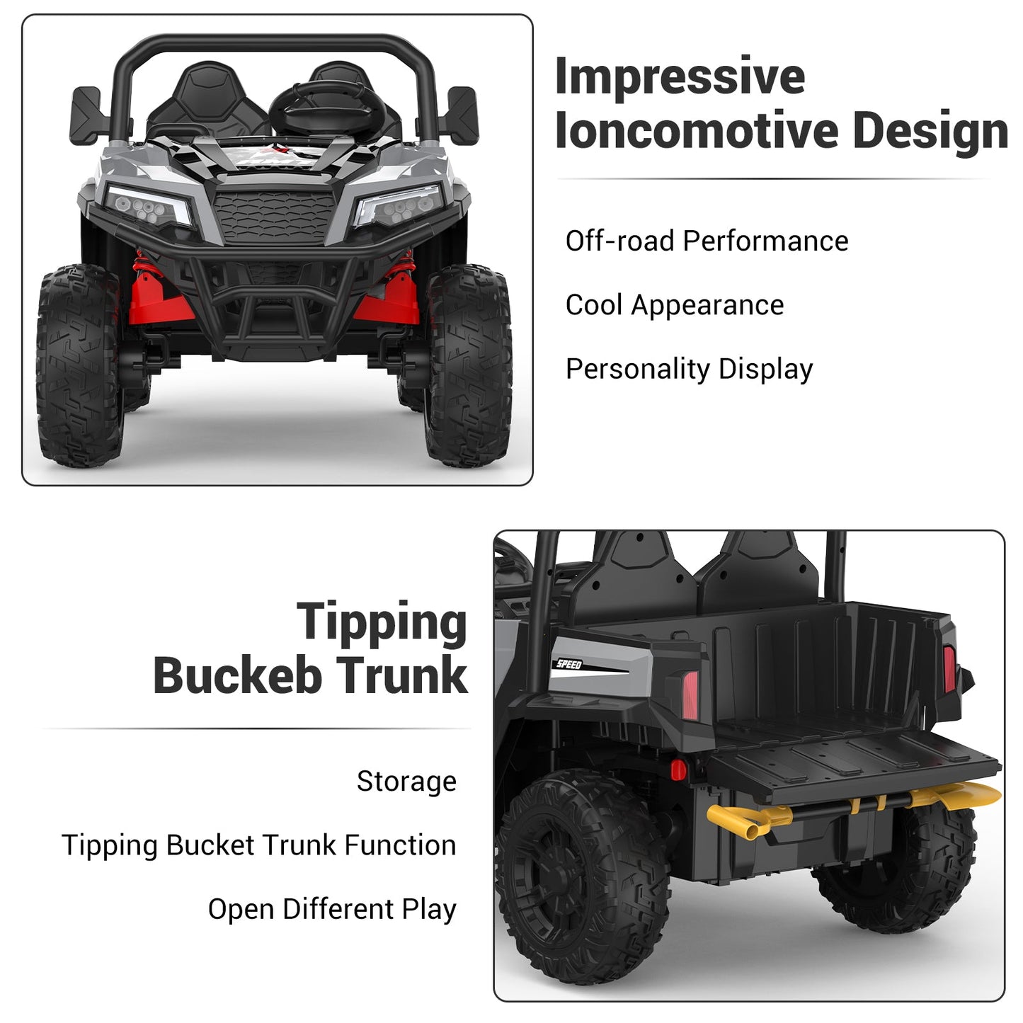 Garvee Ride - P Series: 24V Ride On Dump Truck for Big Kids, 4x4 Electric Car with Remote Control, Shovel, Bluetooth & Music, 24v Ride On Toys, Truck Car, Kids Electric Ride