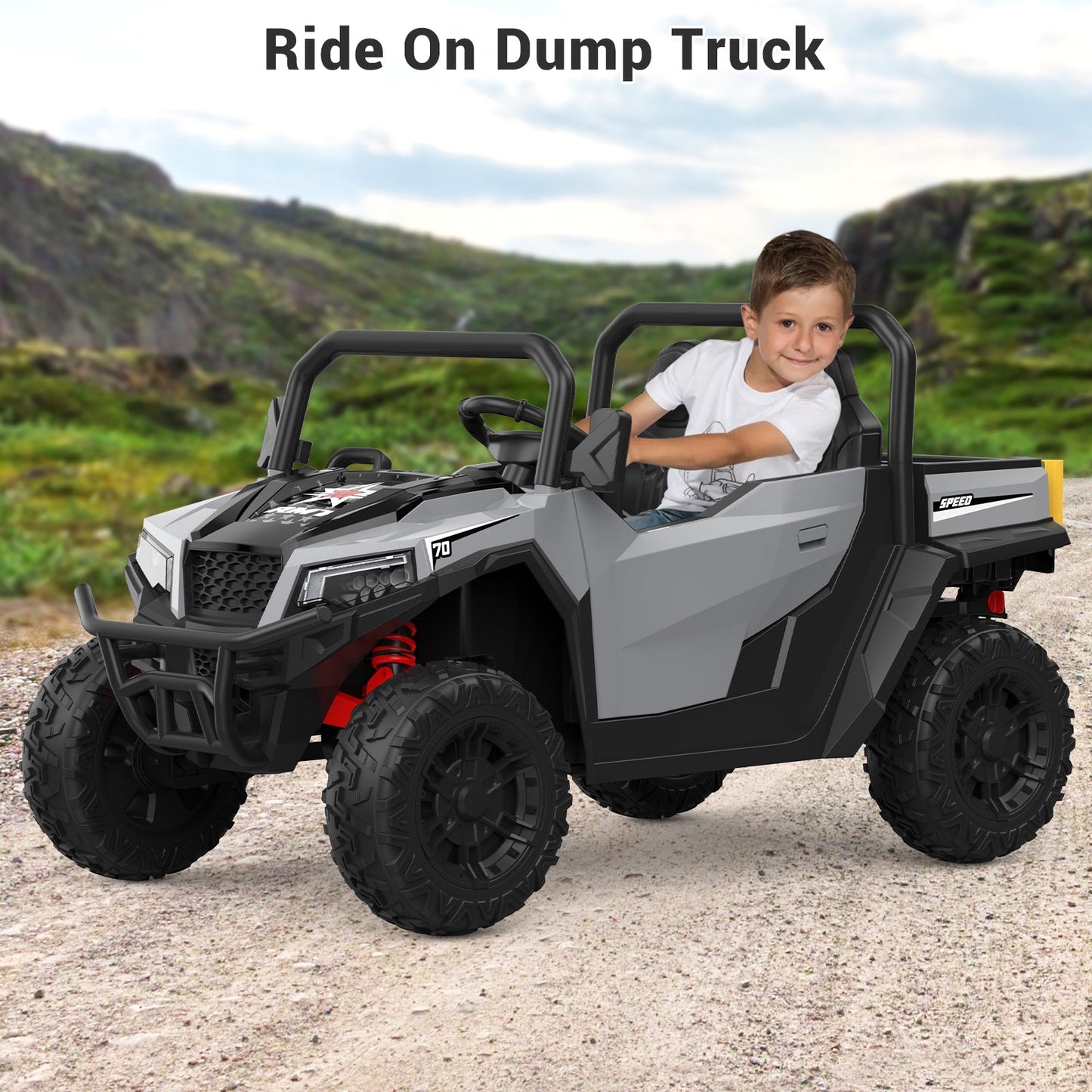 Garvee Ride - P Series: 24V Ride On Dump Truck for Big Kids, 4x4 Electric Car with Remote Control, Shovel, Bluetooth & Music, 24v Ride On Toys, Truck Car, Kids Electric Ride