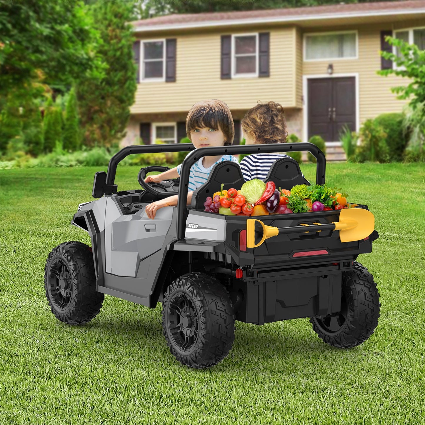 Garvee Ride - P Series: 24V Ride On Dump Truck for Big Kids, 4x4 Electric Car with Remote Control, Shovel, Bluetooth & Music, 24v Ride On Toys, Truck Car, Kids Electric Ride