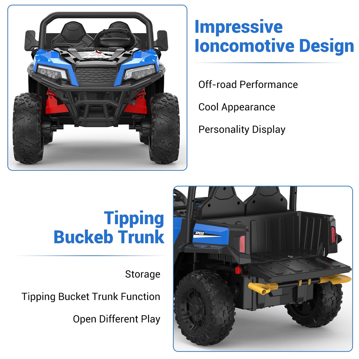 Garvee Ride - P Series: 24V Ride On Dump Truck for Big Kids, 4x4 Electric Car with Remote Control, Shovel, Bluetooth & Music, 24v Ride On Toys, Truck Car, Kids Electric Ride