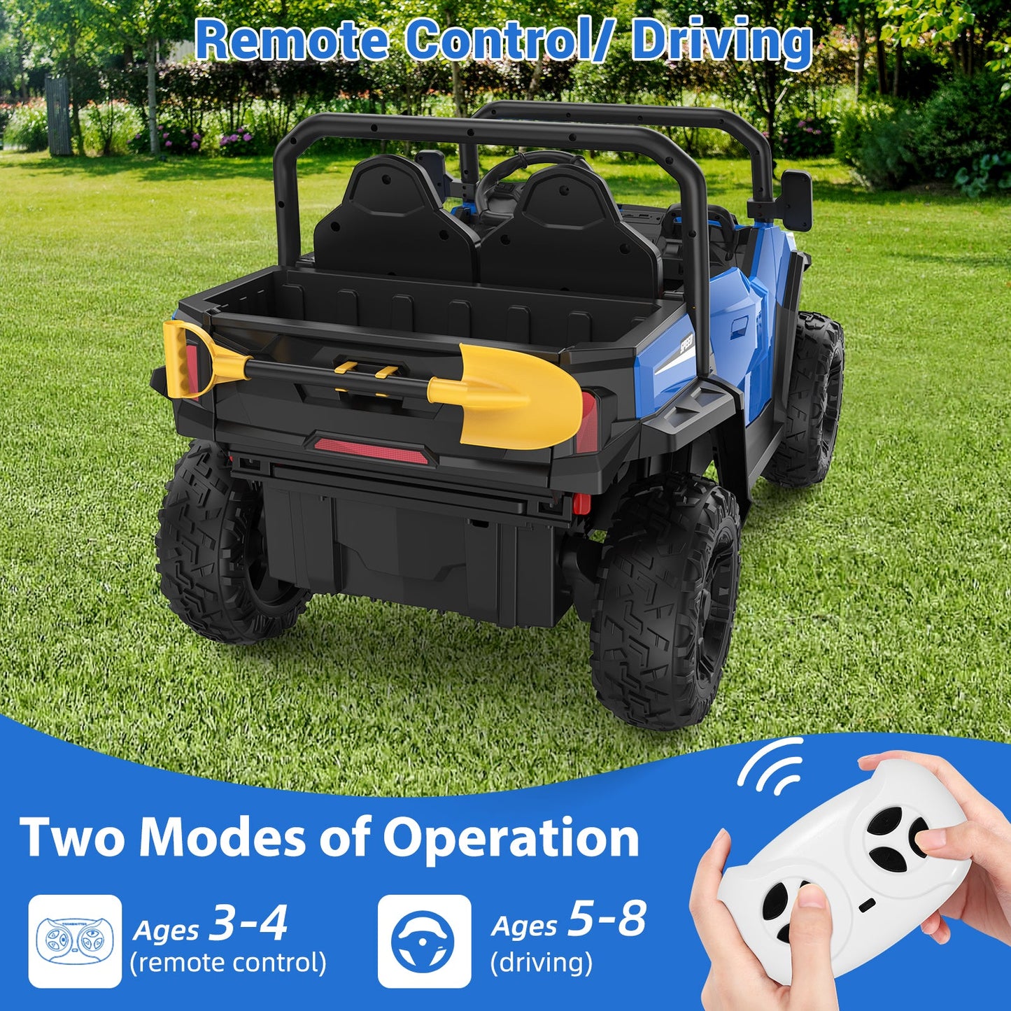 Garvee Ride - P Series: 24V Ride On Dump Truck for Big Kids, 4x4 Electric Car with Remote Control, Shovel, Bluetooth & Music, 24v Ride On Toys, Truck Car, Kids Electric Ride