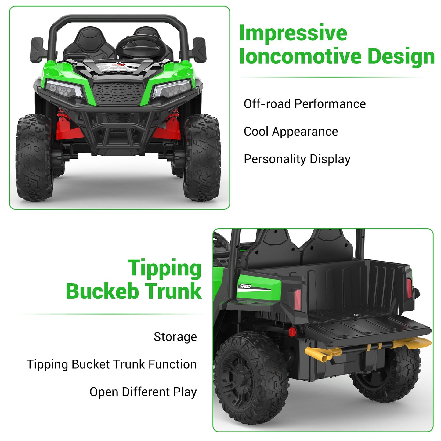Garvee Ride - P Series: 24V Ride On Dump Truck for Big Kids, 4x4 Electric Car with Remote Control, Shovel, Bluetooth & Music, 24v Ride On Toys, Truck Car, Kids Electric Ride