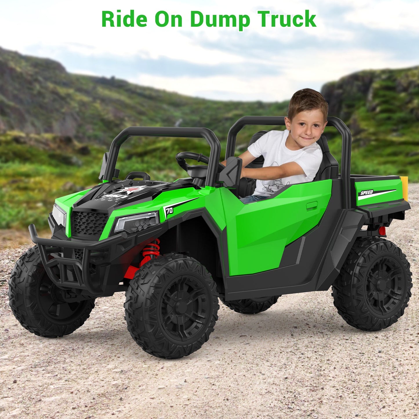 Garvee Ride - P Series: 24V Ride On Dump Truck for Big Kids, 4x4 Electric Car with Remote Control, Shovel, Bluetooth & Music, 24v Ride On Toys, Truck Car, Kids Electric Ride
