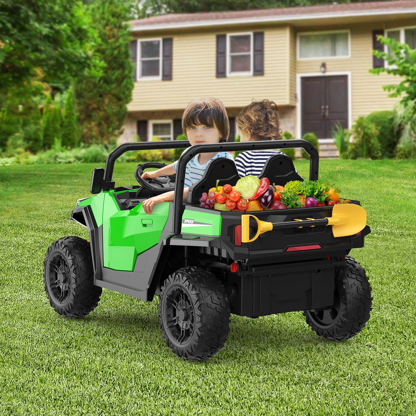 Garvee Ride - P Series: 24V Ride On Dump Truck for Big Kids, 4x4 Electric Car with Remote Control, Shovel, Bluetooth & Music, 24v Ride On Toys, Truck Car, Kids Electric Ride