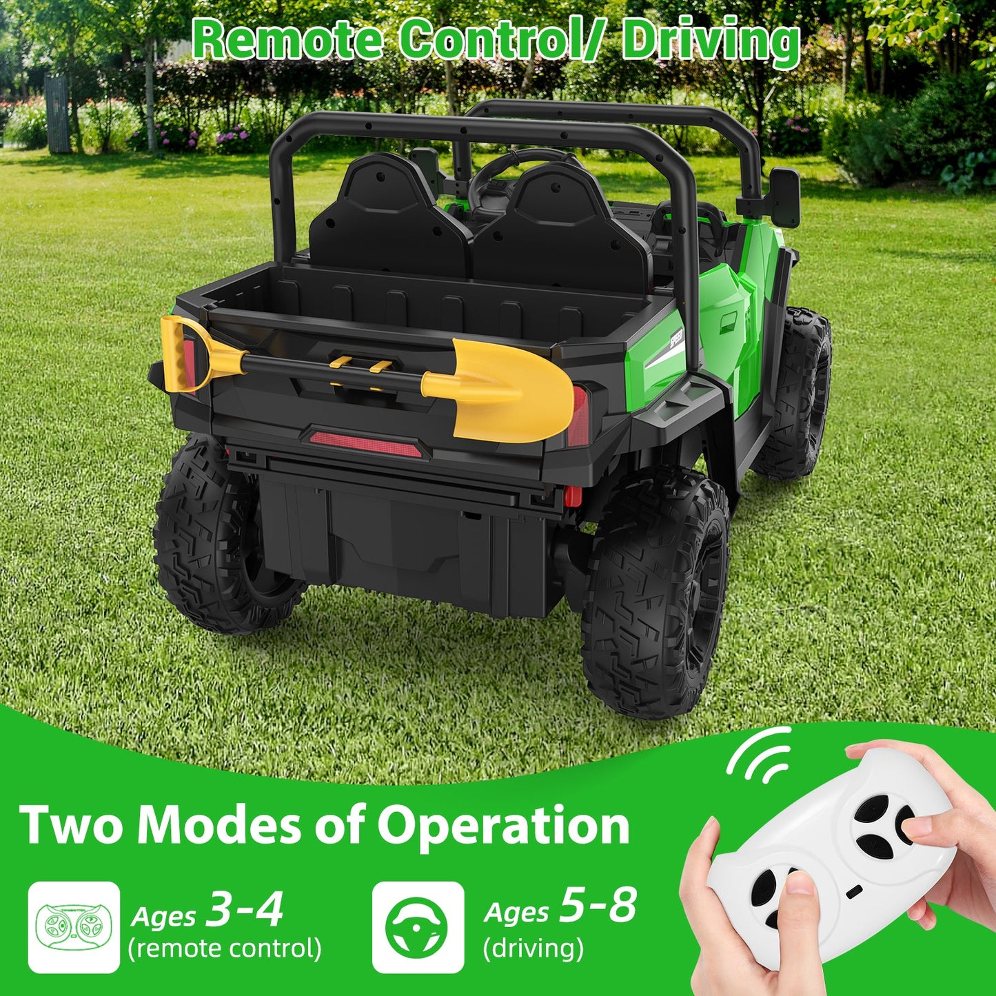 Garvee Ride - P Series: 24V Ride On Dump Truck for Big Kids, 4x4 Electric Car with Remote Control, Shovel, Bluetooth & Music, 24v Ride On Toys, Truck Car, Kids Electric Ride