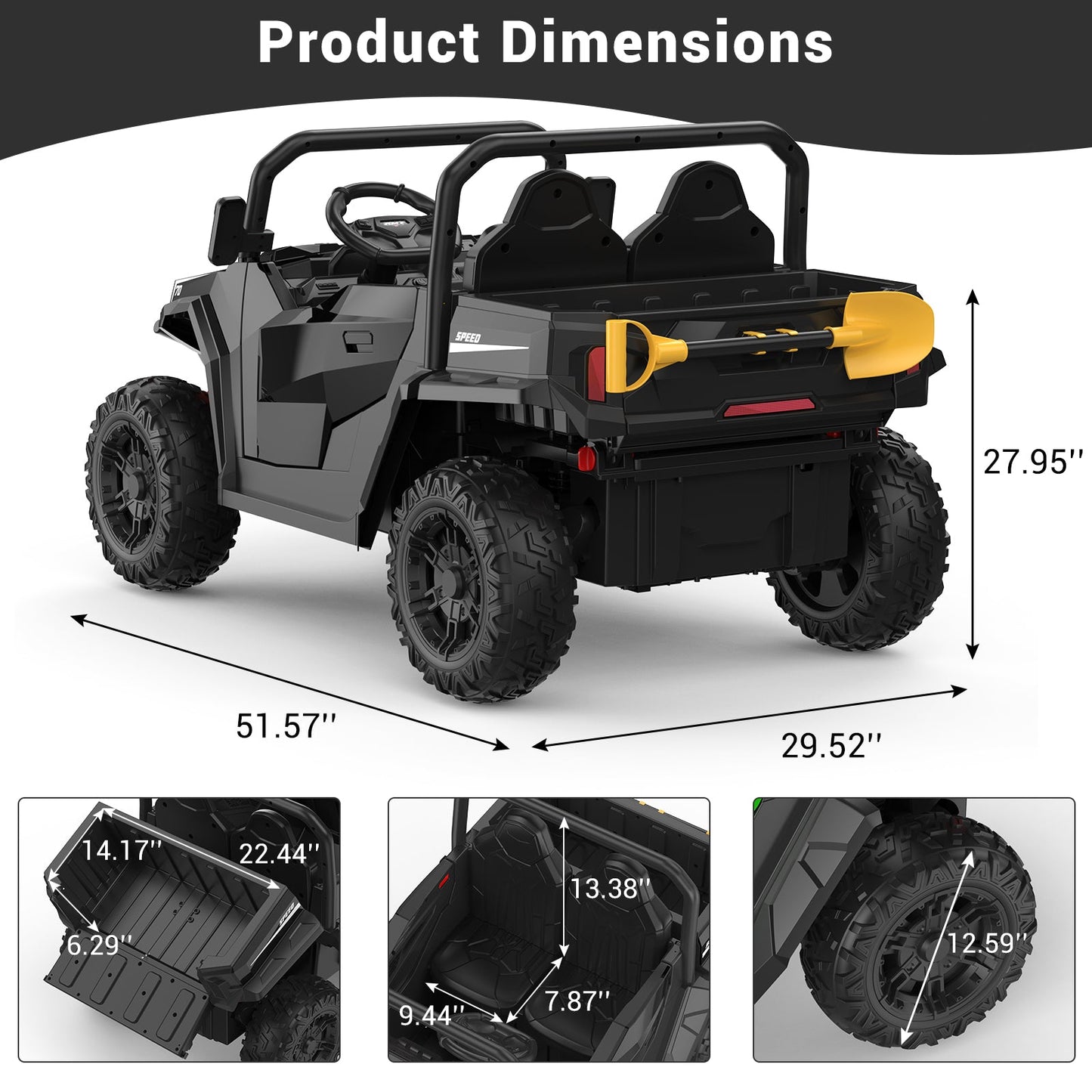 Garvee Ride - P Series: 24V Ride On Dump Truck for Big Kids, 4x4 Electric Car with Remote Control, Shovel, Bluetooth & Music, 24v Ride On Toys, Truck Car, Kids Electric Ride