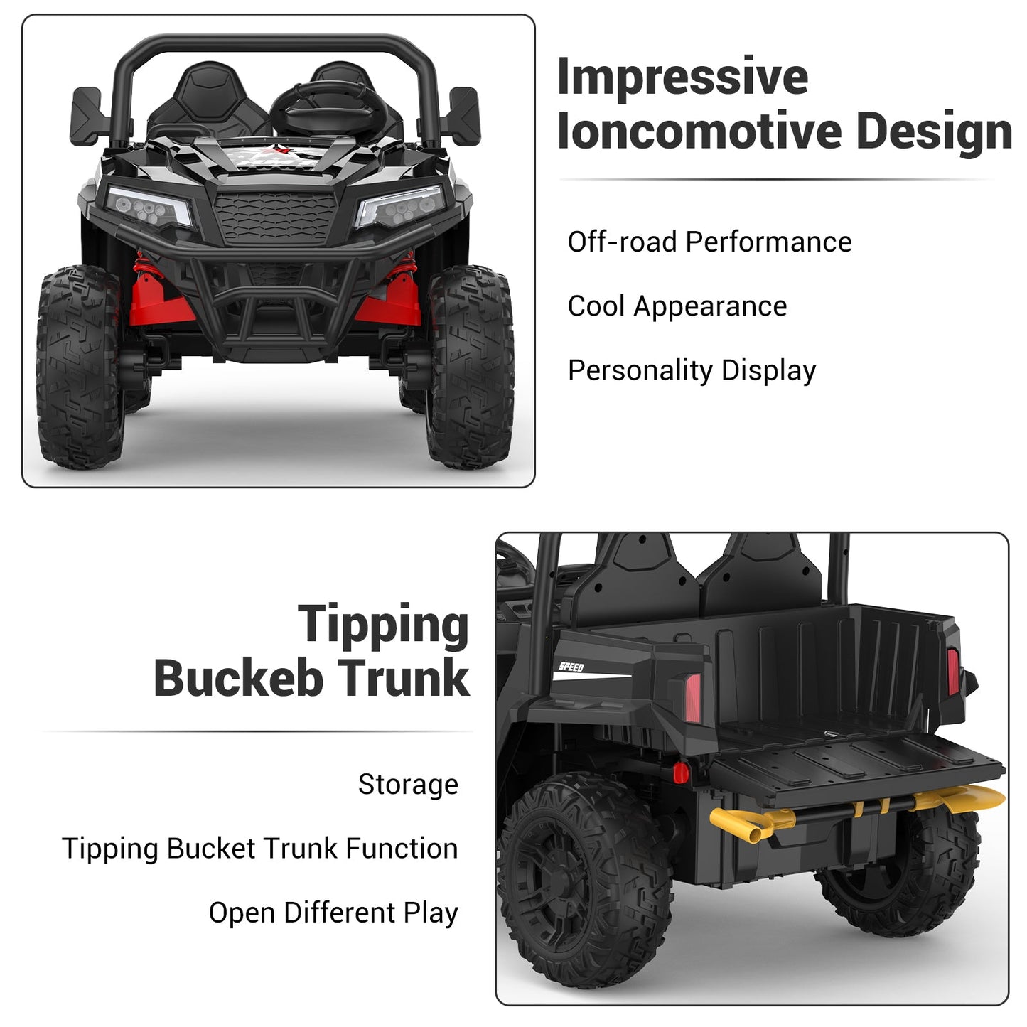 Garvee Ride - P Series: 24V Ride On Dump Truck for Big Kids, 4x4 Electric Car with Remote Control, Shovel, Bluetooth & Music, 24v Ride On Toys, Truck Car, Kids Electric Ride