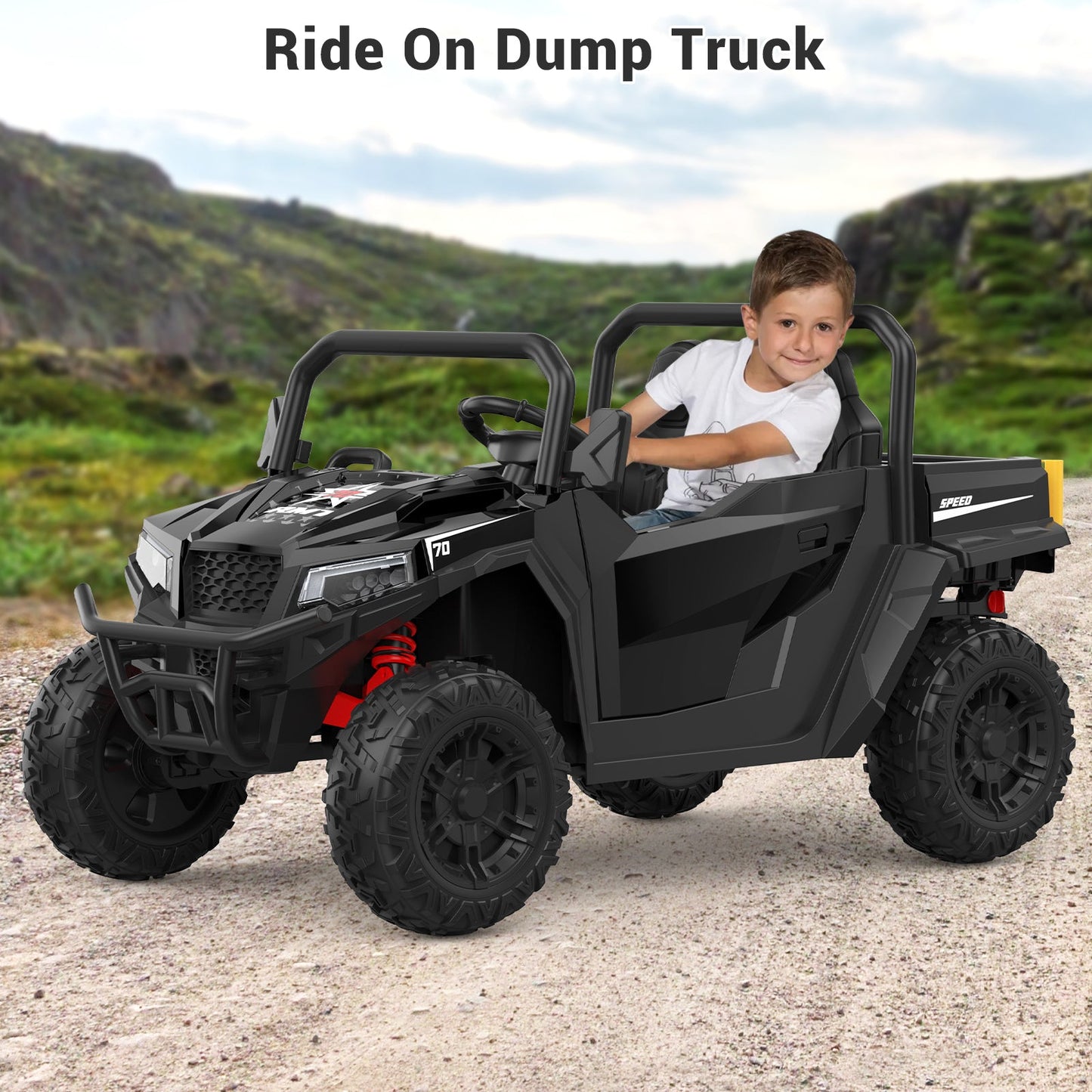 Garvee Ride - P Series: 24V Ride On Dump Truck for Big Kids, 4x4 Electric Car with Remote Control, Shovel, Bluetooth & Music, 24v Ride On Toys, Truck Car, Kids Electric Ride