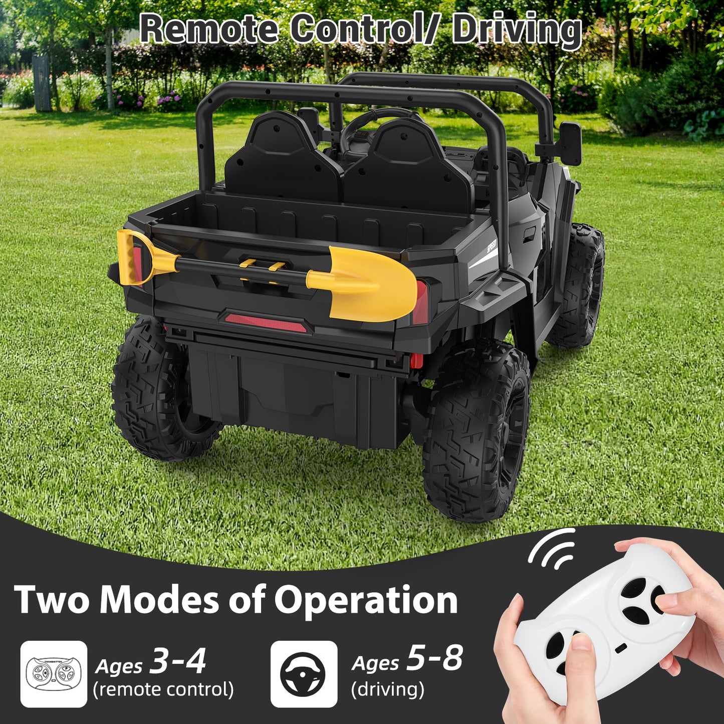 Garvee Ride - P Series: 24V Ride On Dump Truck for Big Kids, 4x4 Electric Car with Remote Control, Shovel, Bluetooth & Music, 24v Ride On Toys, Truck Car, Kids Electric Ride