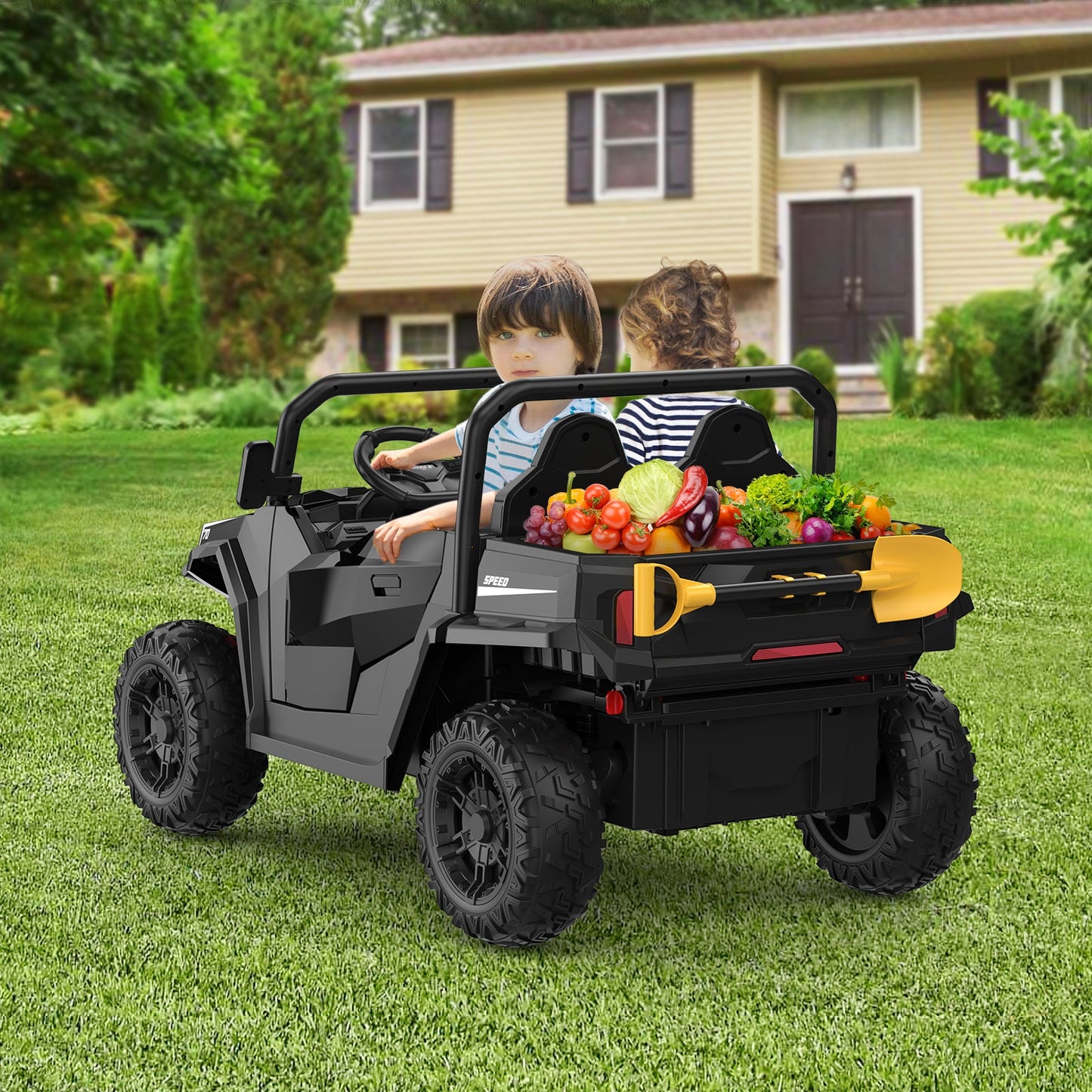Garvee Ride - P Series: 24V Ride On Dump Truck for Big Kids, 4x4 Electric Car with Remote Control, Shovel, Bluetooth & Music, 24v Ride On Toys, Truck Car, Kids Electric Ride