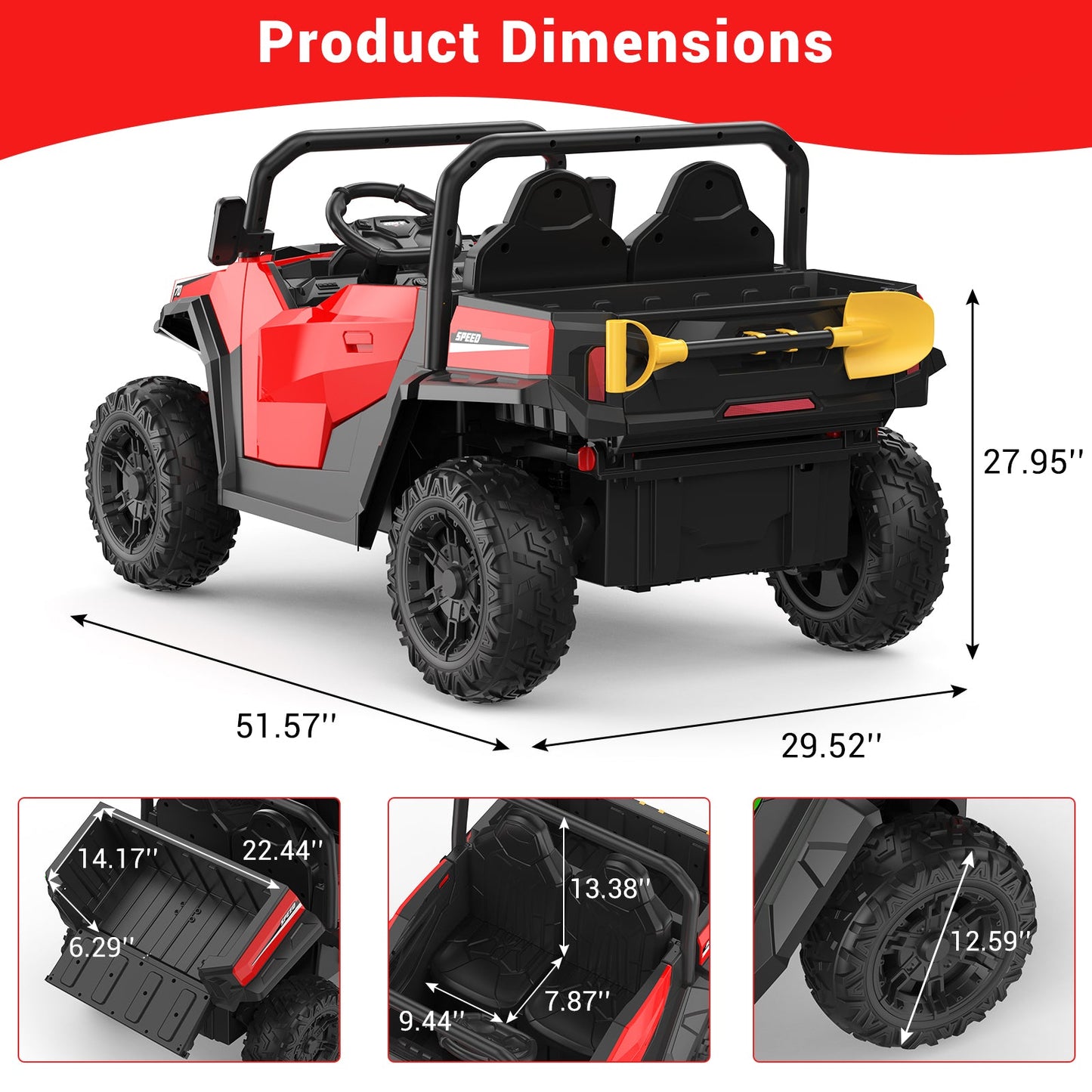 Garvee Ride - P Series: 24V Ride On Dump Truck for Big Kids, 4x4 Electric Car with Remote Control, Shovel, Bluetooth & Music, 24v Ride On Toys, Truck Car, Kids Electric Ride