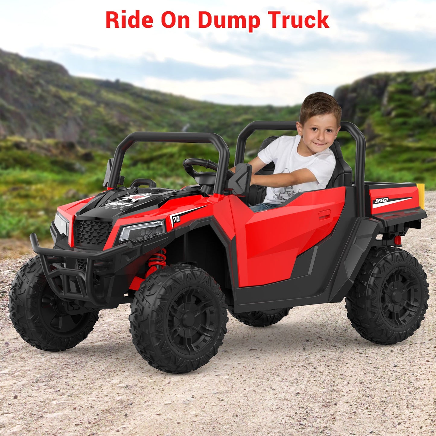 Garvee Ride - P Series: 24V Ride On Dump Truck for Big Kids, 4x4 Electric Car with Remote Control, Shovel, Bluetooth & Music, 24v Ride On Toys, Truck Car, Kids Electric Ride