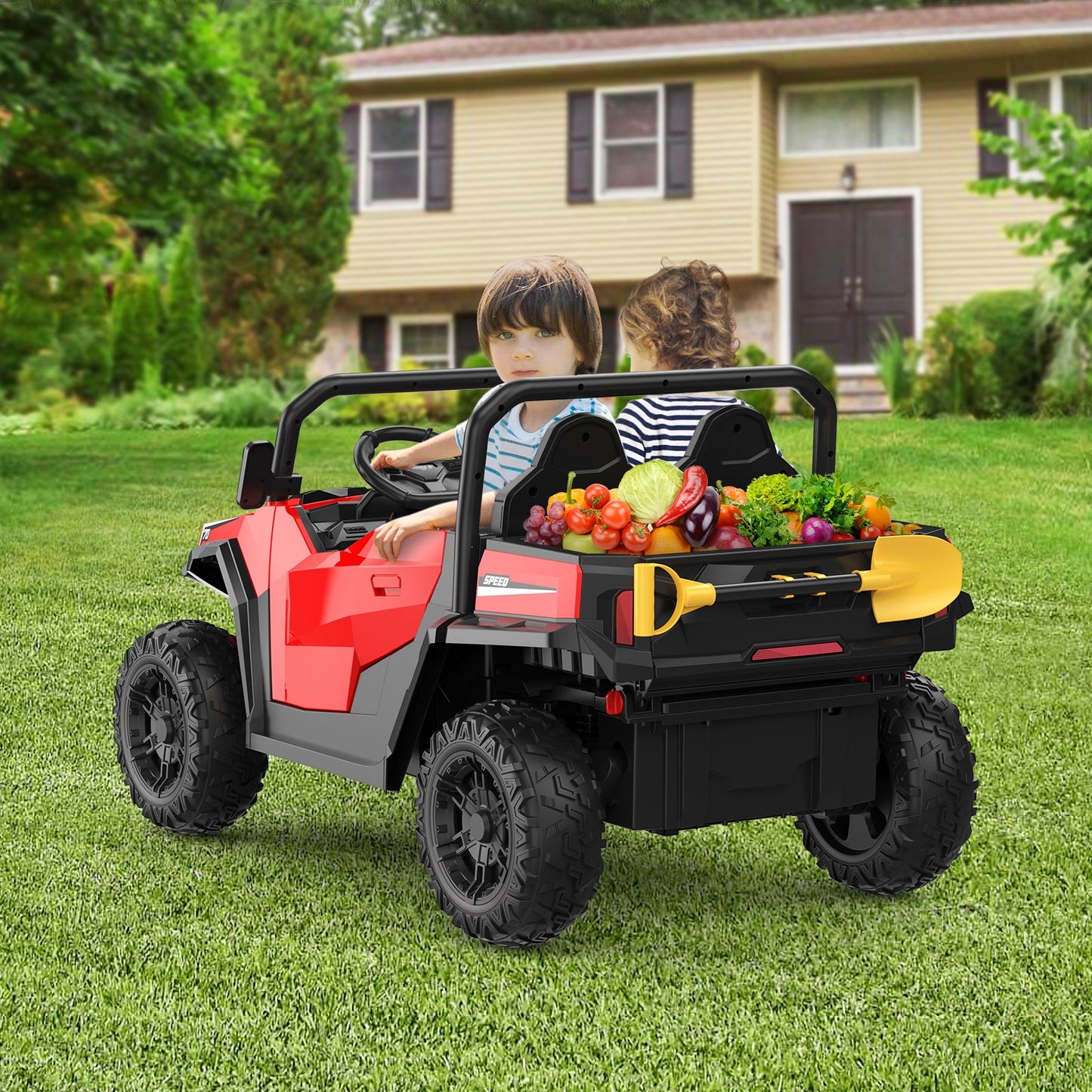 Garvee Ride - P Series: 24V Ride On Dump Truck for Big Kids, 4x4 Electric Car with Remote Control, Shovel, Bluetooth & Music, 24v Ride On Toys, Truck Car, Kids Electric Ride