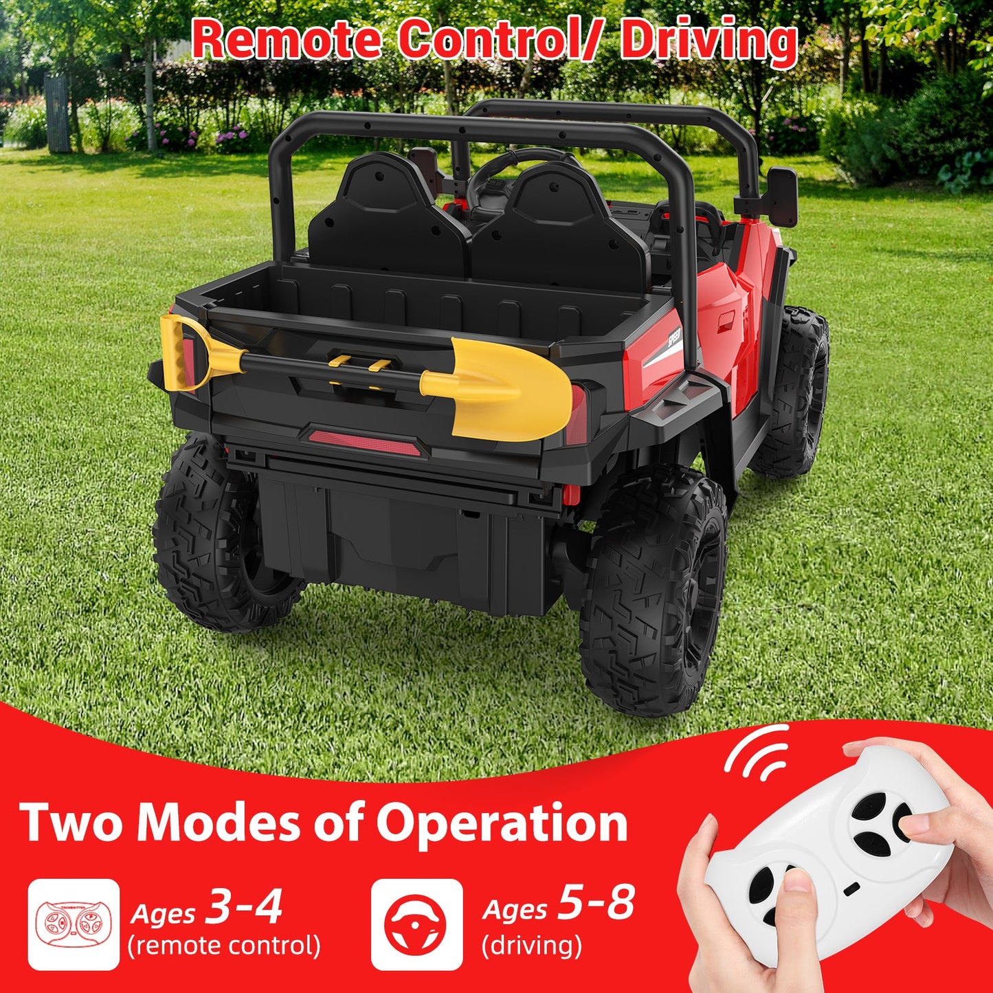 Garvee Ride - P Series: 24V Ride On Dump Truck for Big Kids, 4x4 Electric Car with Remote Control, Shovel, Bluetooth & Music, 24v Ride On Toys, Truck Car, Kids Electric Ride