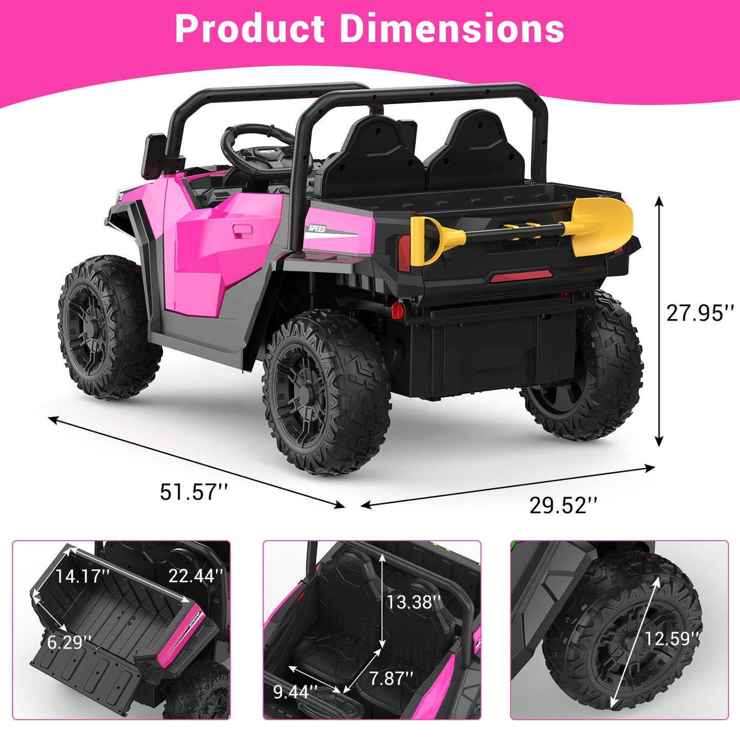 Garvee Ride - P Series: 24V Ride On Dump Truck for Big Kids, 4x4 Electric Car with Remote Control, Shovel, Bluetooth & Music, 24v Ride On Toys, Truck Car, Kids Electric Ride