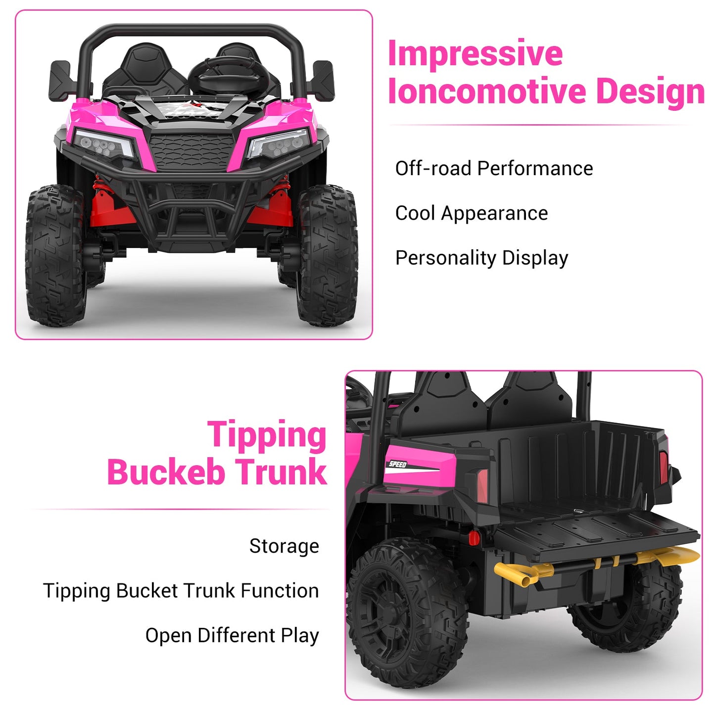 Garvee Ride - P Series: 24V Ride On Dump Truck for Big Kids, 4x4 Electric Car with Remote Control, Shovel, Bluetooth & Music, 24v Ride On Toys, Truck Car, Kids Electric Ride