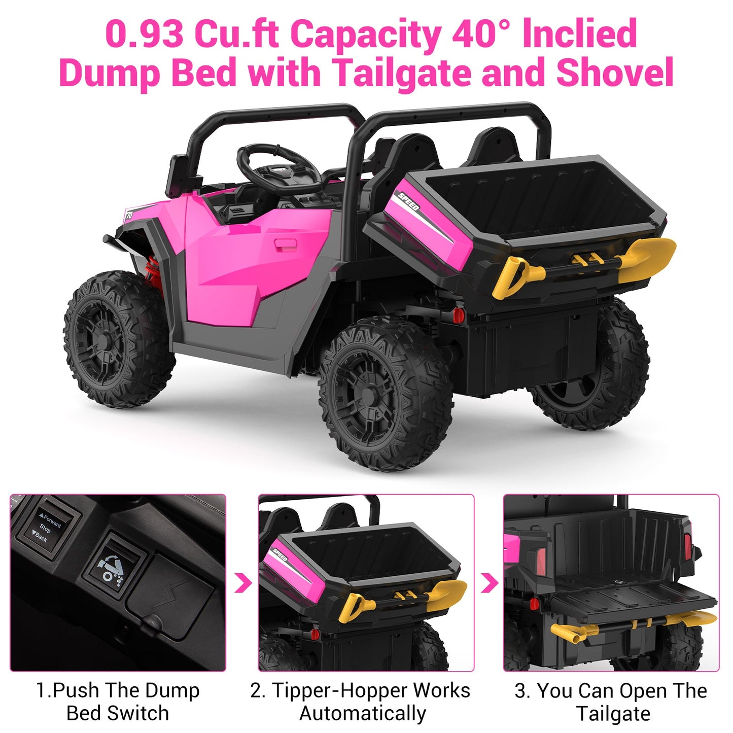 Garvee Ride - P Series: 24V Ride On Dump Truck for Big Kids, 4x4 Electric Car with Remote Control, Shovel, Bluetooth & Music, 24v Ride On Toys, Truck Car, Kids Electric Ride