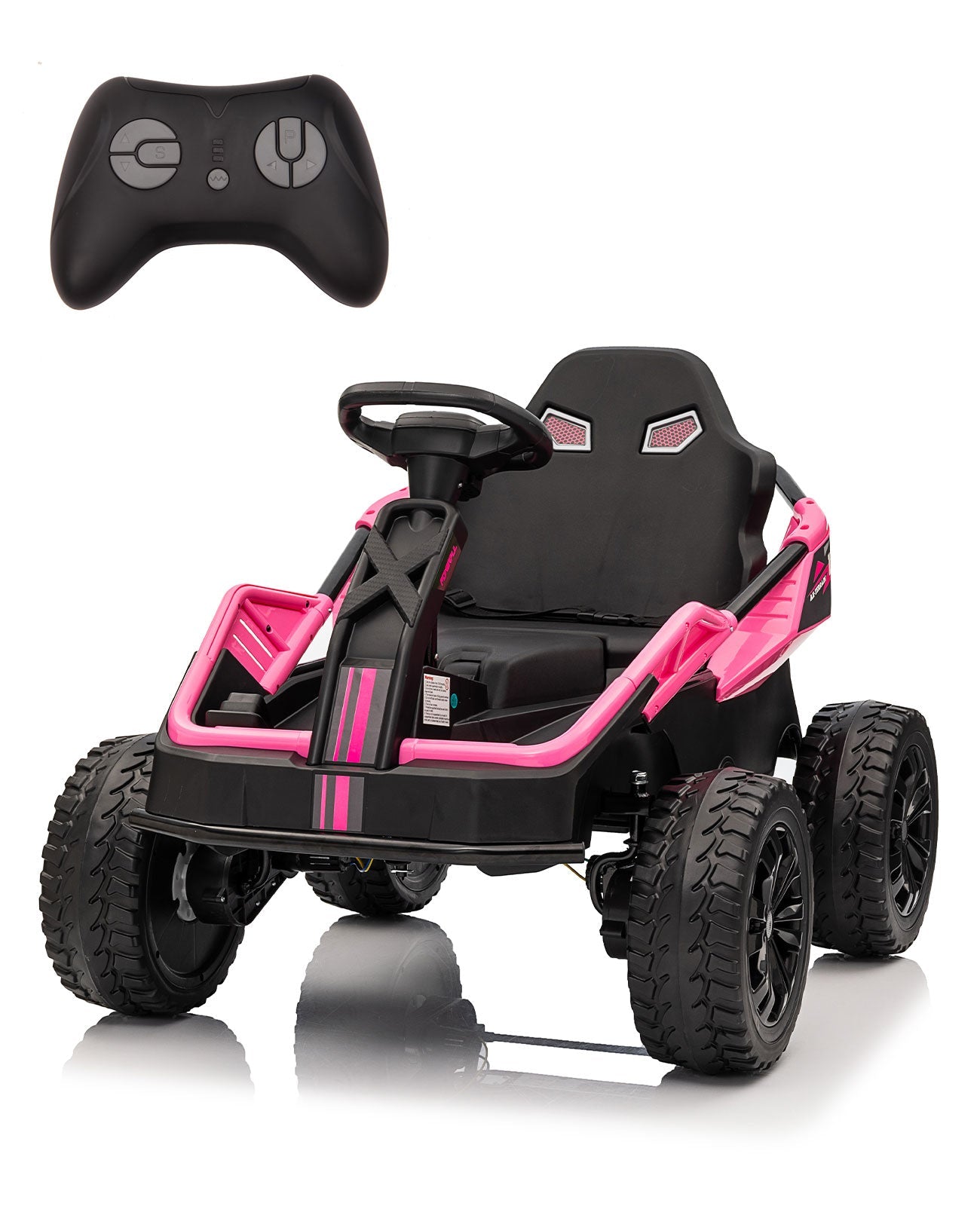 Garvee Ride - P Series: 24V Ride On Car for Big Kids, 6MPH 200W 4x4 Electric Toy with Remote, Metal Frame, Headlights, Shock Absorbers, Outdoor Adventure Vehicle Pink