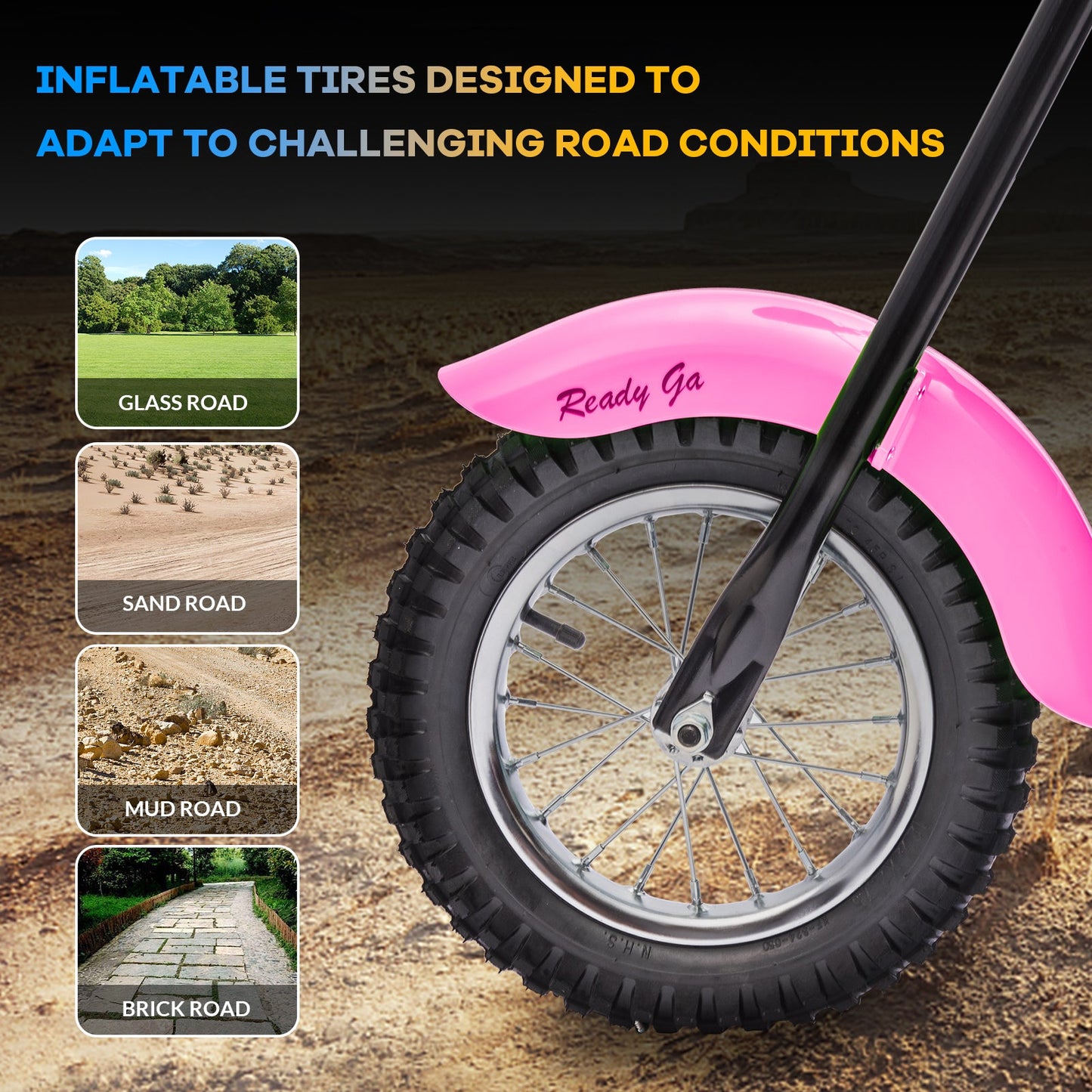 Garvee Ride - T Series: 24V Electric Dirt Bike, 2 Speed Max Up to 14 mph & 60 Minutes Continuous Ride on Toy Motorbike with Led Lights, Leather Seat, Handbrake for Big Kids Teen