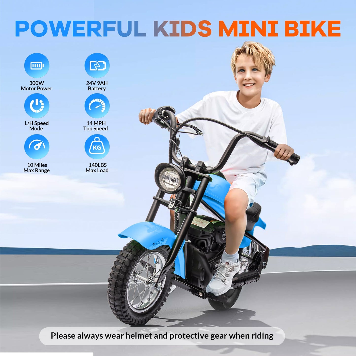 Garvee Ride - T Series: 24V Electric Dirt Bike, 2 Speed Max Up to 14 mph & 60 Minutes Continuous Ride on Toy Motorbike with Led Lights, Leather Seat, Handbrake for Big Kids Teen