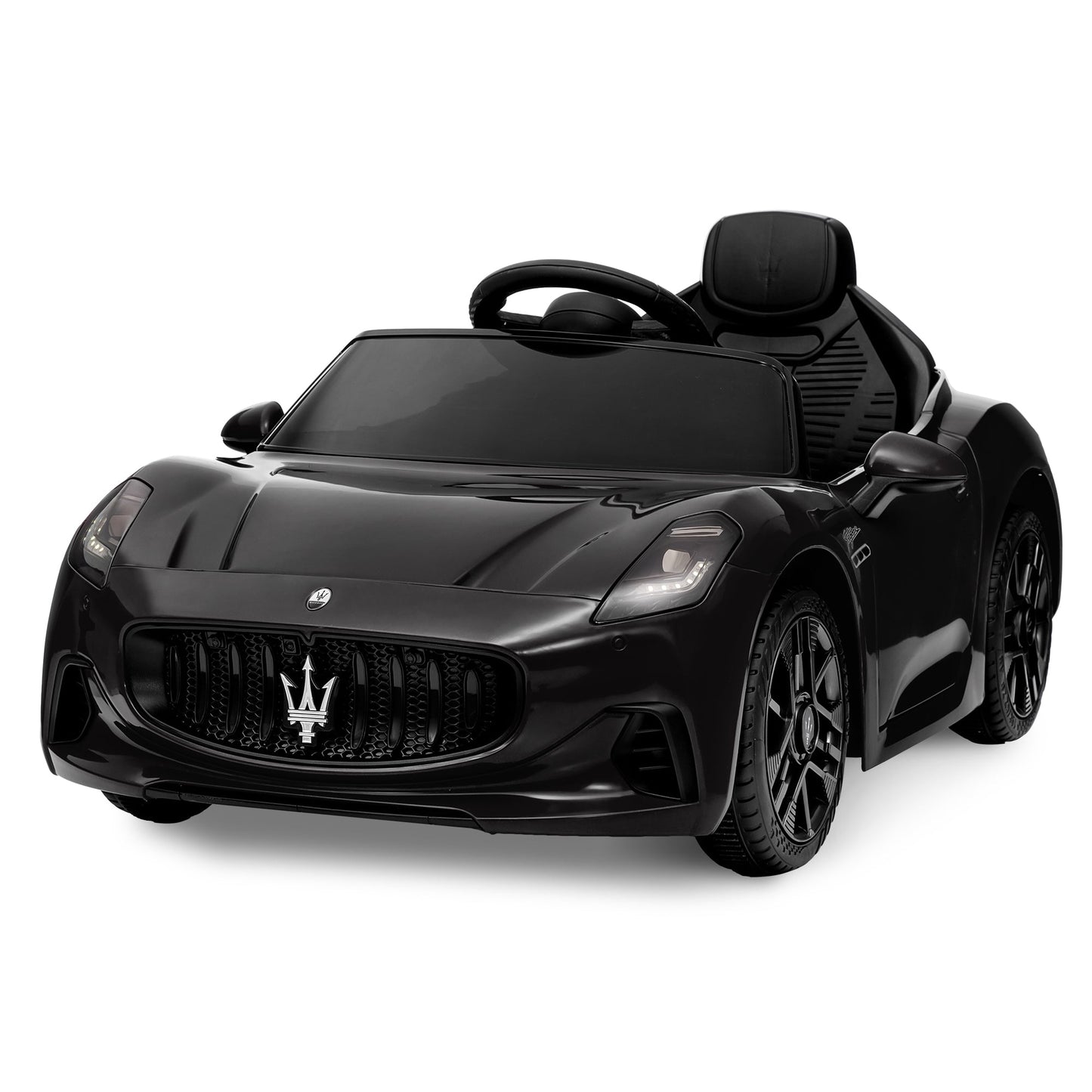 Garvee Ride - P Series: 12V Battery Powered Motorized Car for Kids with Remote Control, Spring Suspension, Double Doors, Bright Lights, 4 Wheel Electric Vehicle, Black