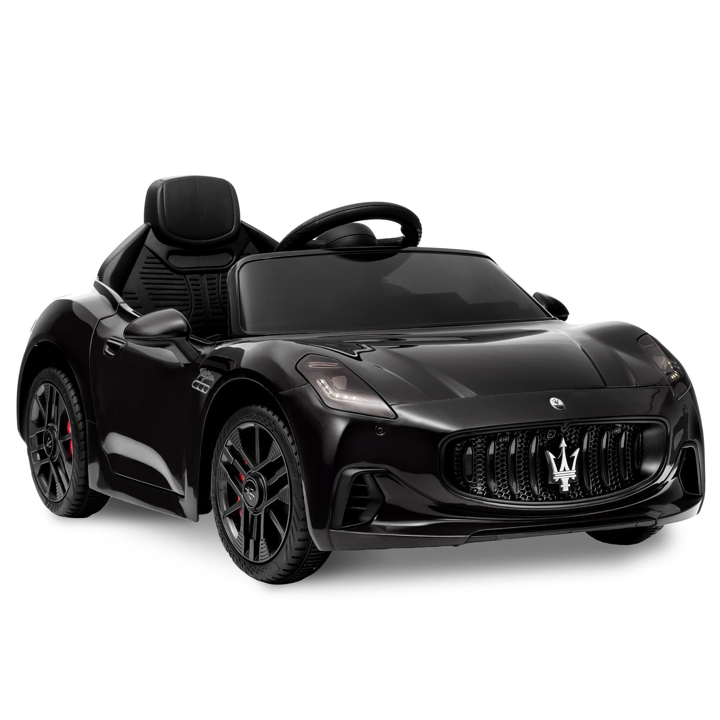 Garvee Ride - P Series: 12V Battery Powered Motorized Car for Kids with Remote Control, Spring Suspension, Double Doors, Bright Lights, 4 Wheel Electric Vehicle, Black