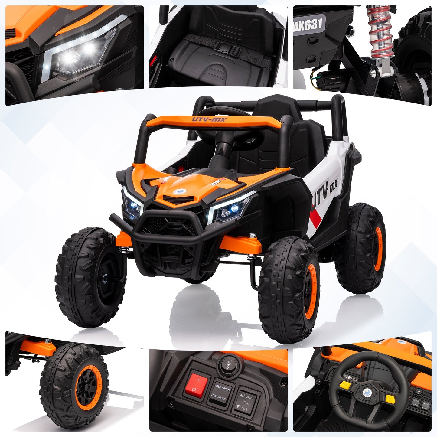 Garvee Ride - P Series: 12V UTV Buggy Electric Ride-on Car for Kids, 4WD/2WD, LED Lights, EVA Tires, Shock Absorbers, Remote Control, Outdoor Adventure
