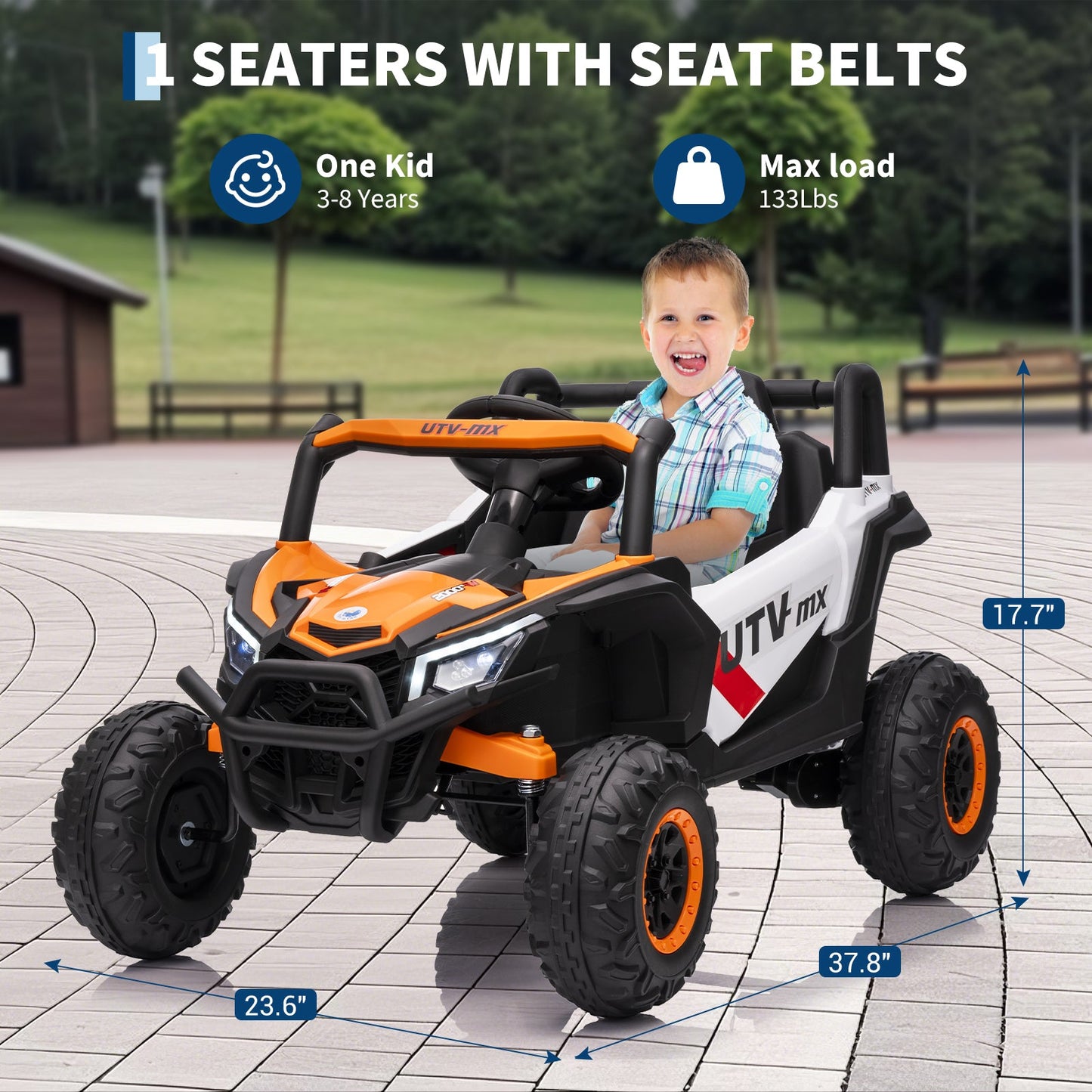 Garvee Ride - P Series: 12V UTV Buggy Electric Ride-on Car for Kids, 4WD/2WD, LED Lights, EVA Tires, Shock Absorbers, Remote Control, Outdoor Adventure