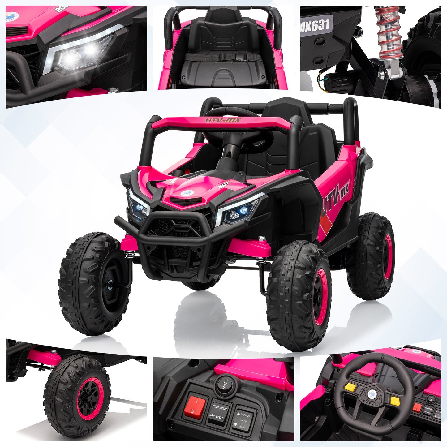 Garvee Ride - P Series: 12V UTV Buggy Electric Ride-on Car for Kids, 4WD/2WD, LED Lights, EVA Tires, Shock Absorbers, Remote Control, Outdoor Adventure