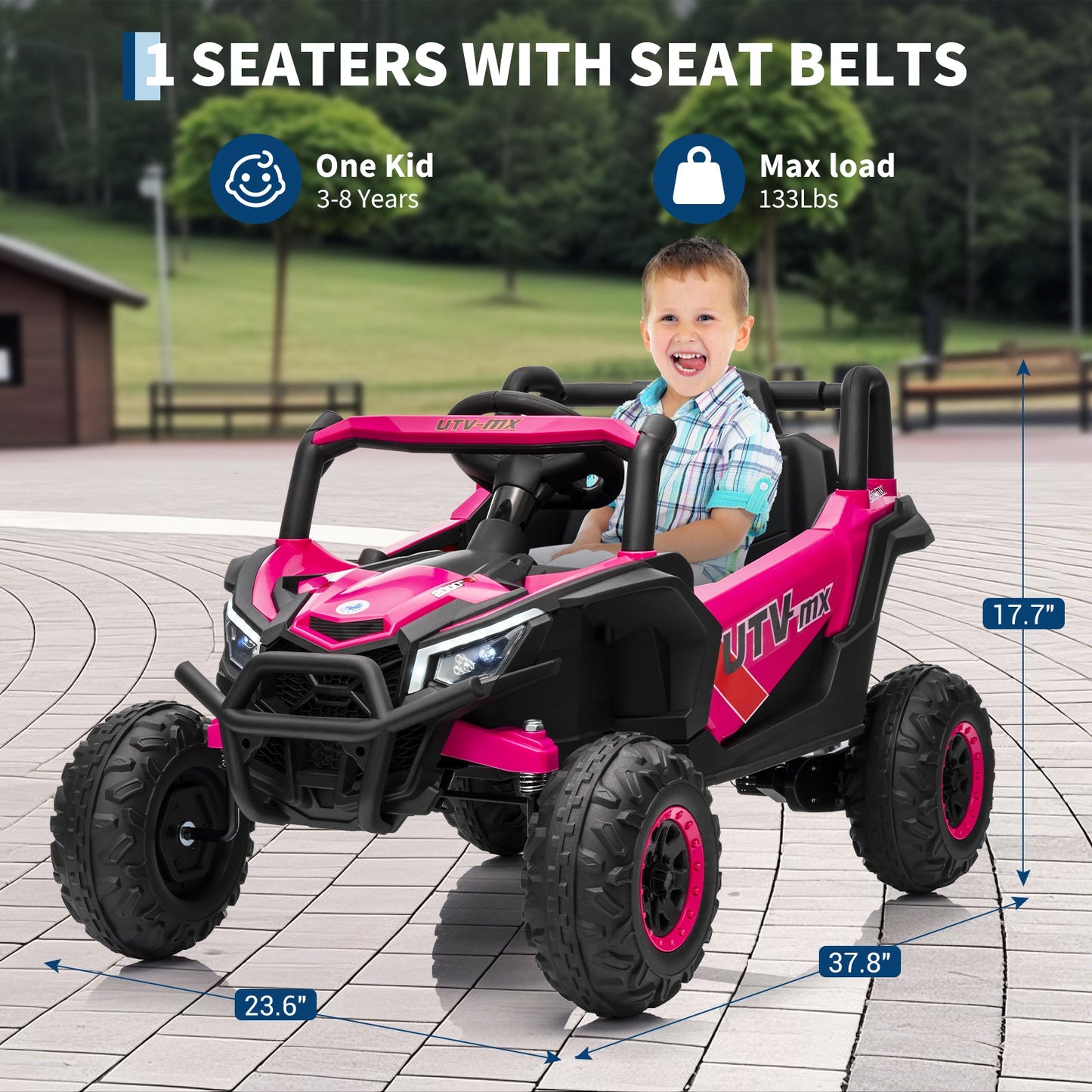 Garvee Ride - P Series: 12V UTV Buggy Electric Ride-on Car for Kids, 4WD/2WD, LED Lights, EVA Tires, Shock Absorbers, Remote Control, Outdoor Adventure