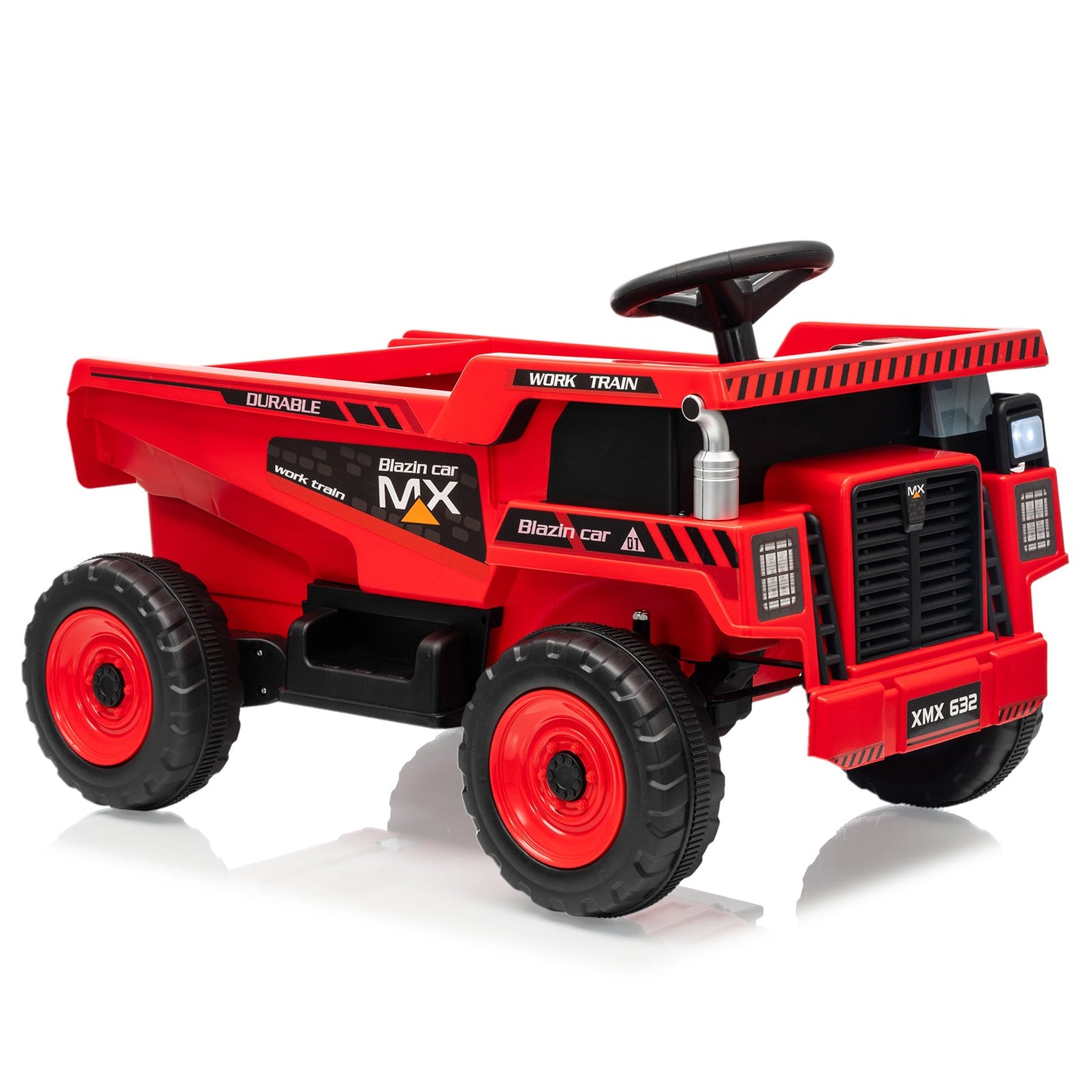 Garvee Ride - P Series: 12V Kids Ride On Dump Truck Electric Car Toy with Remote Control, Auto Dump Bed & Shovel, Durable Plastic, LED Lights & Music, Rose Red, Outdoor Play for Toddlers - Red