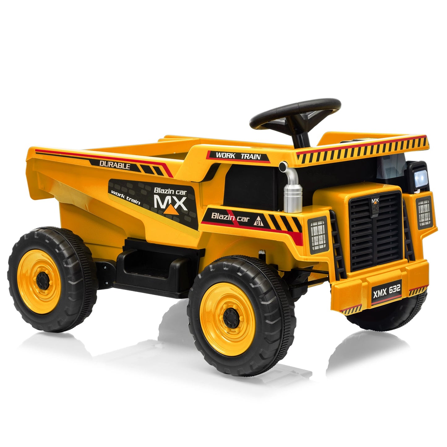 Garvee Ride - P Series: 12V Ride On Dump Truck for Kids with Remote Control & Electric Dump Bed, Durable PP Plastic, Spacious 16.5" Seat, Music, Headlights, Soft Start, Yellow, Outdoor Play