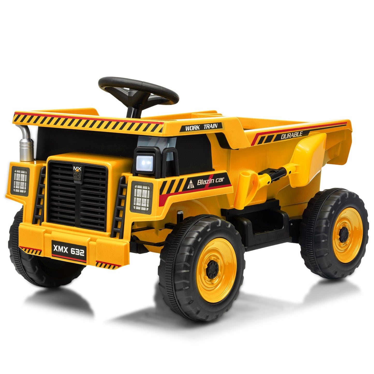 Garvee Ride - P Series: 12V Ride On Dump Truck for Kids with Remote Control & Electric Dump Bed, Durable PP Plastic, Spacious 16.5" Seat, Music, Headlights, Soft Start, Yellow, Outdoor Play