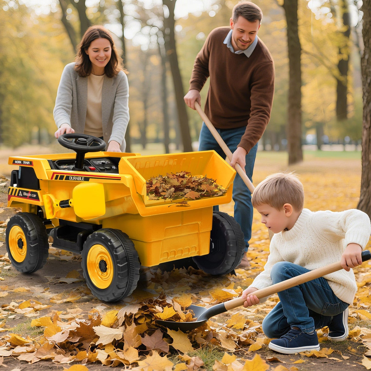 Garvee Ride - P Series: 12V Ride On Dump Truck for Kids with Remote Control & Electric Dump Bed, Durable PP Plastic, Spacious 16.5" Seat, Music, Headlights, Soft Start, Yellow, Outdoor Play