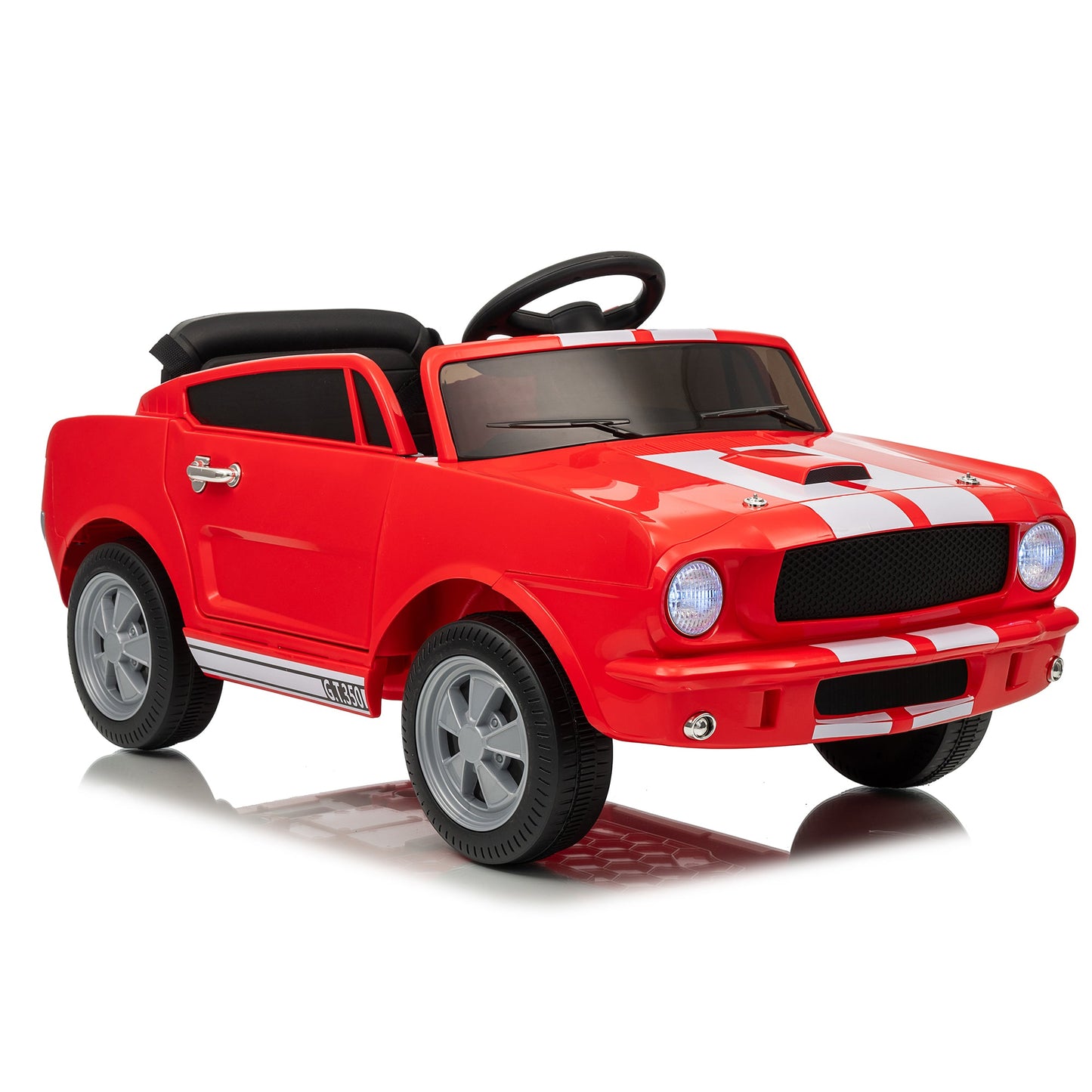 Garvee Ride - P Series: 12V Ride On Licensed Shelby GT350 Electric Car with Remote Control, Safety Belt, 2 Speeds, LED Lights, Music, Red for Toddlers 3+