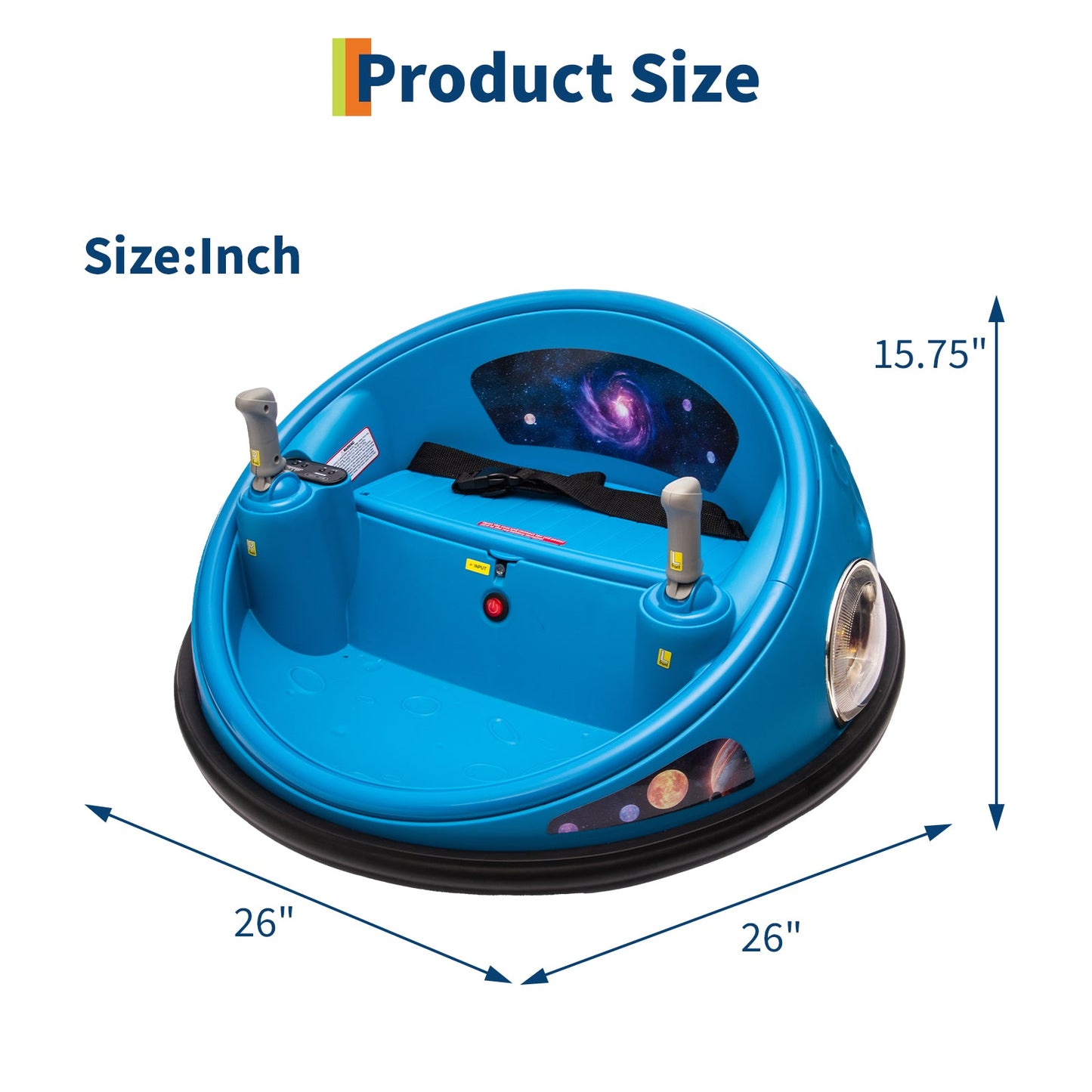 Garvee Ride B Series 12V Kids Electric Bumper Car with Parent Remote Control, 360° Spinning, Music, 2 Speed Modes, Safety Belt, Blue for Toddlers 2-3 Years
