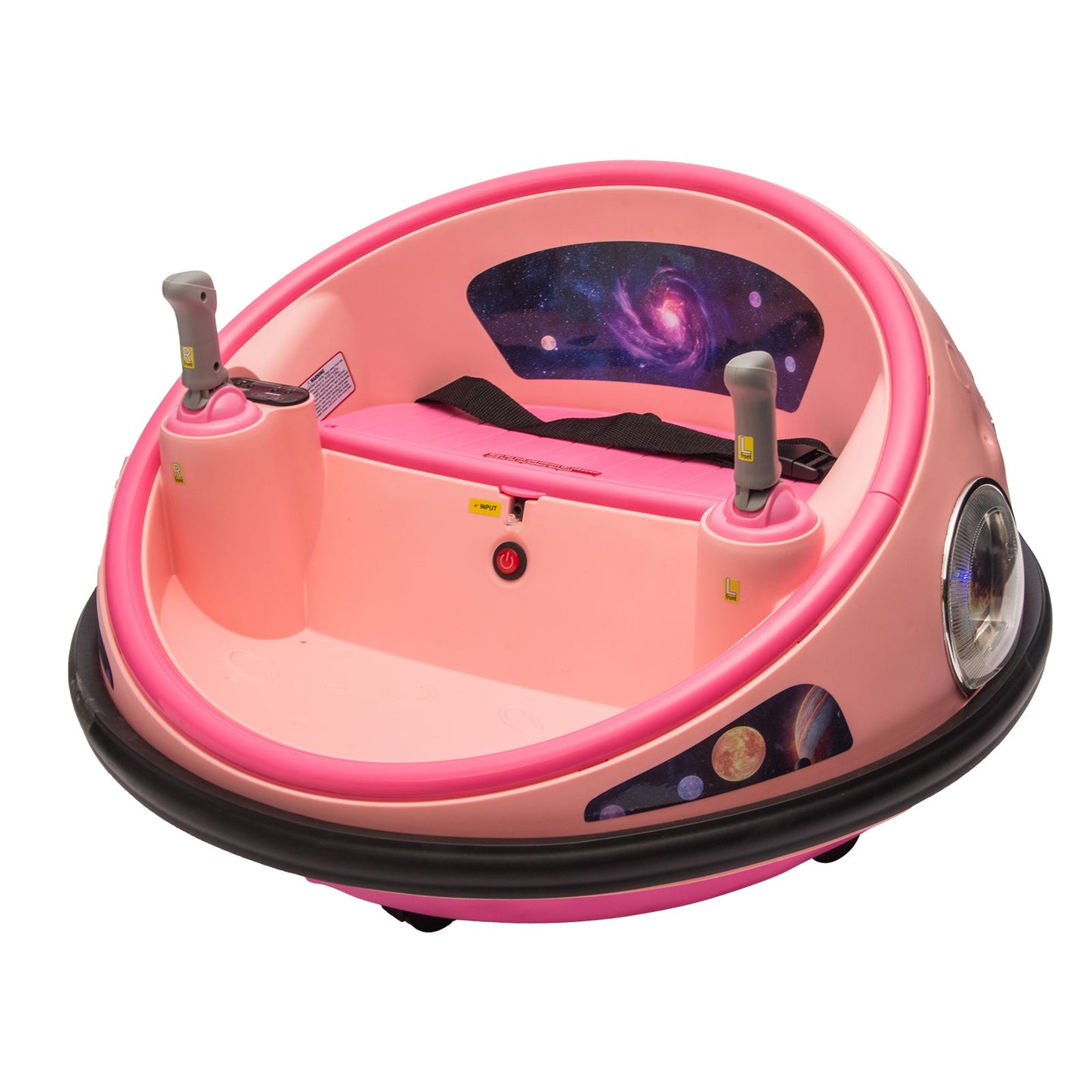Garvee Ride B Series 12V Kids Electric Bumper Car with Parent Remote Control, 360° Spinning, Music, Safety Belt, Pink, Toddlers 2-3 Years