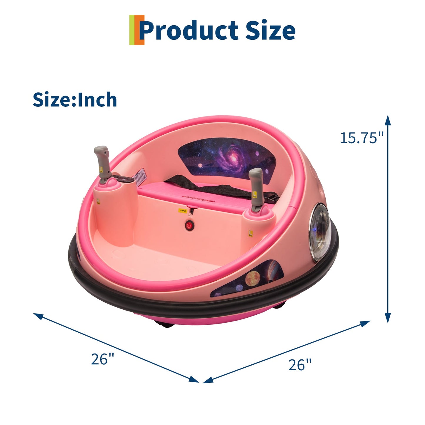 Garvee Ride B Series 12V Kids Electric Bumper Car with Parent Remote Control, 360° Spinning, Music, Safety Belt, Pink, Toddlers 2-3 Years